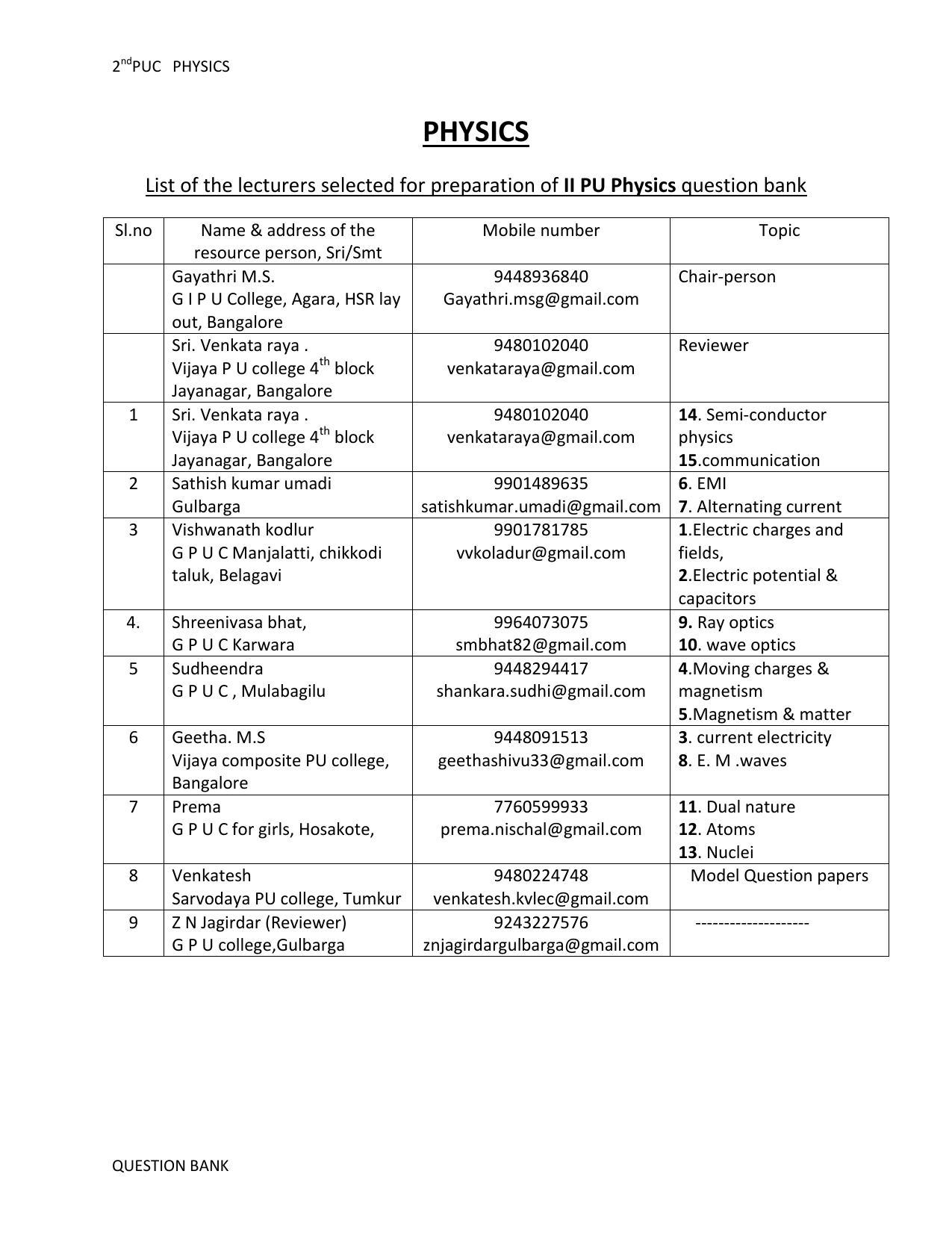 Karnataka 2nd PUC Question Bank for Physics - Page 2
