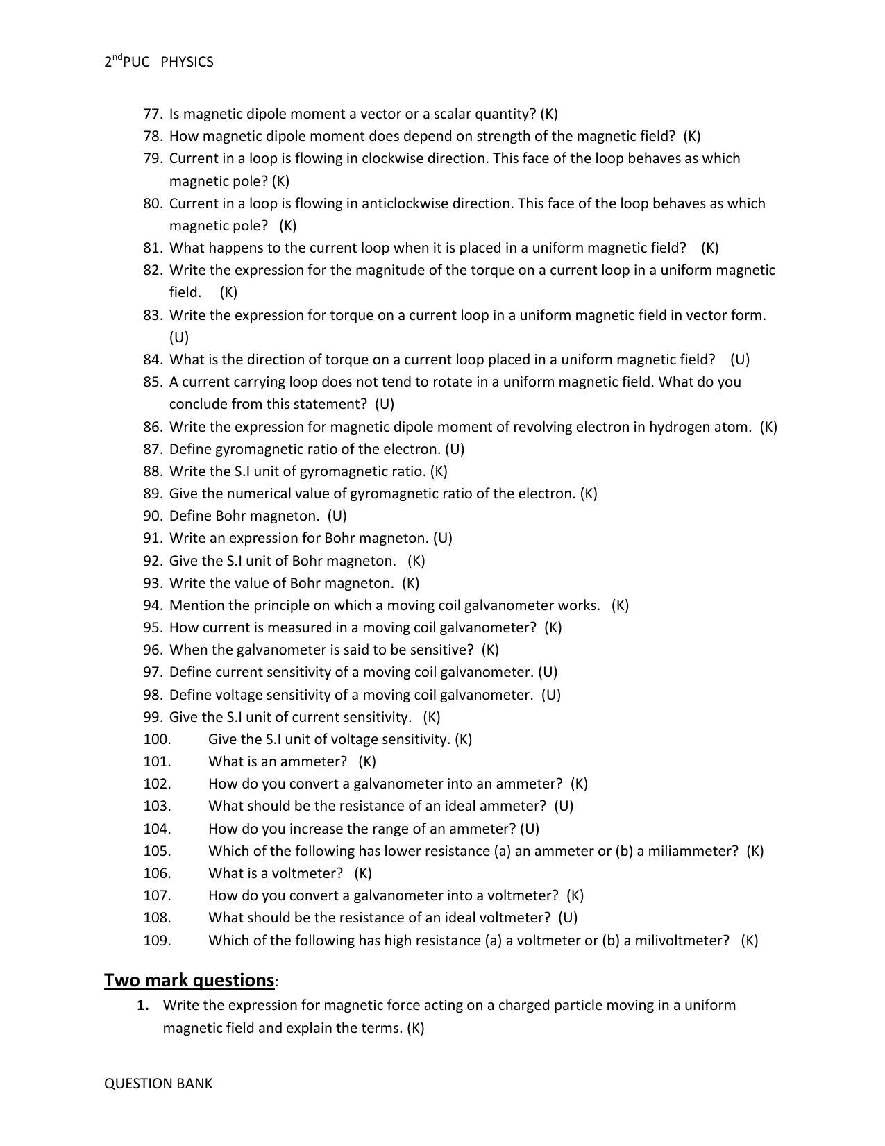 Karnataka 2nd PUC Question Bank for Physics - Page 26