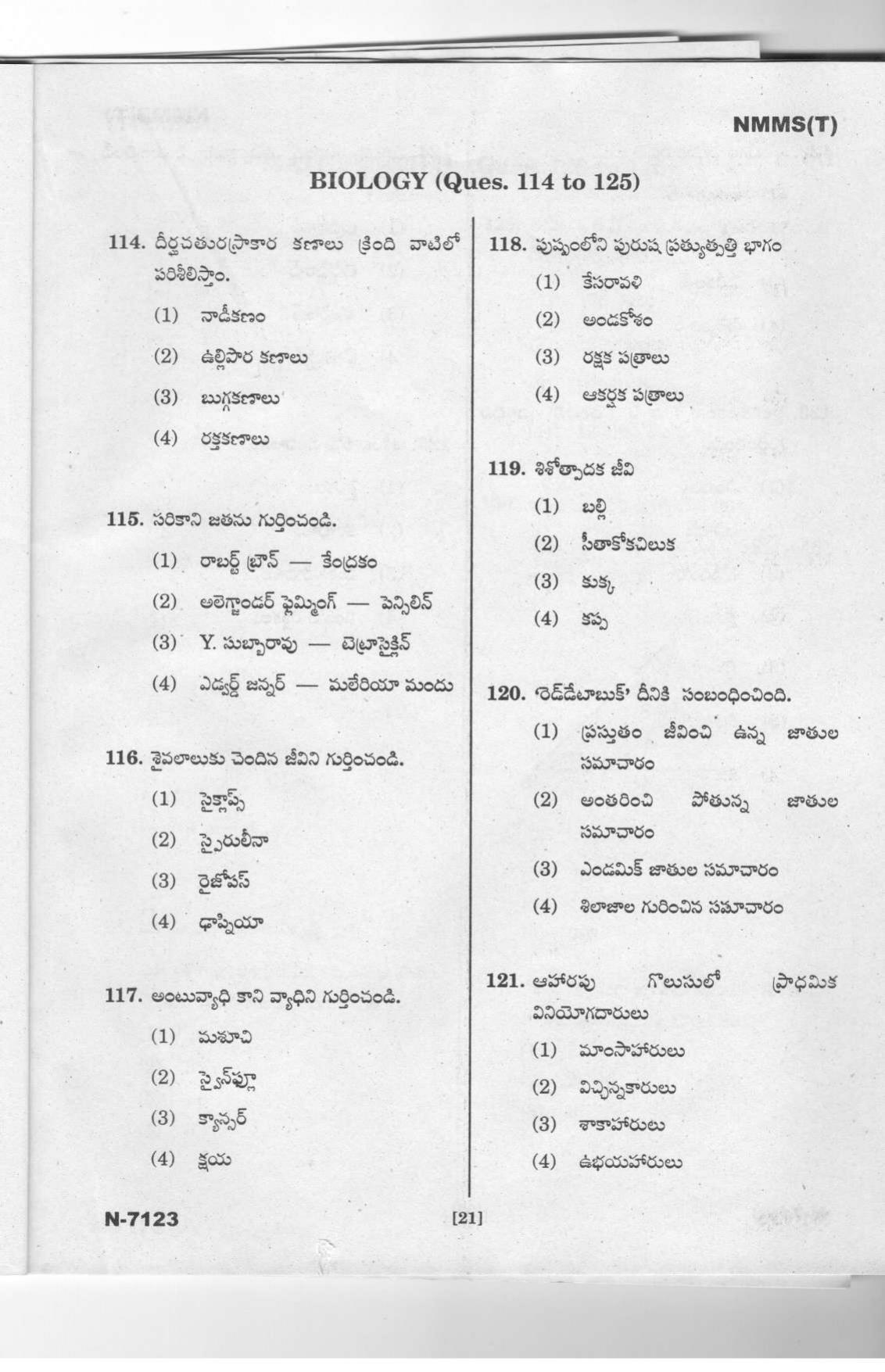 Telangana NMMS Dec 2023 Telugu Question Paper - Page 19