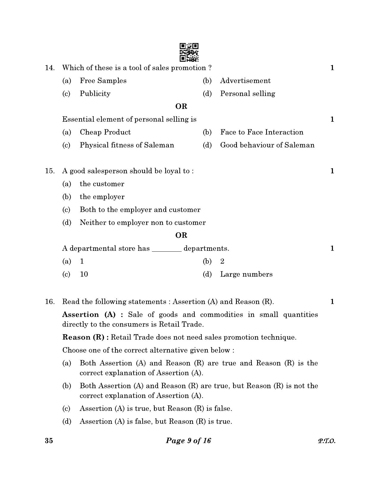CBSE Class 10 35 Elements Of Business 2023 Question Paper - Page 9