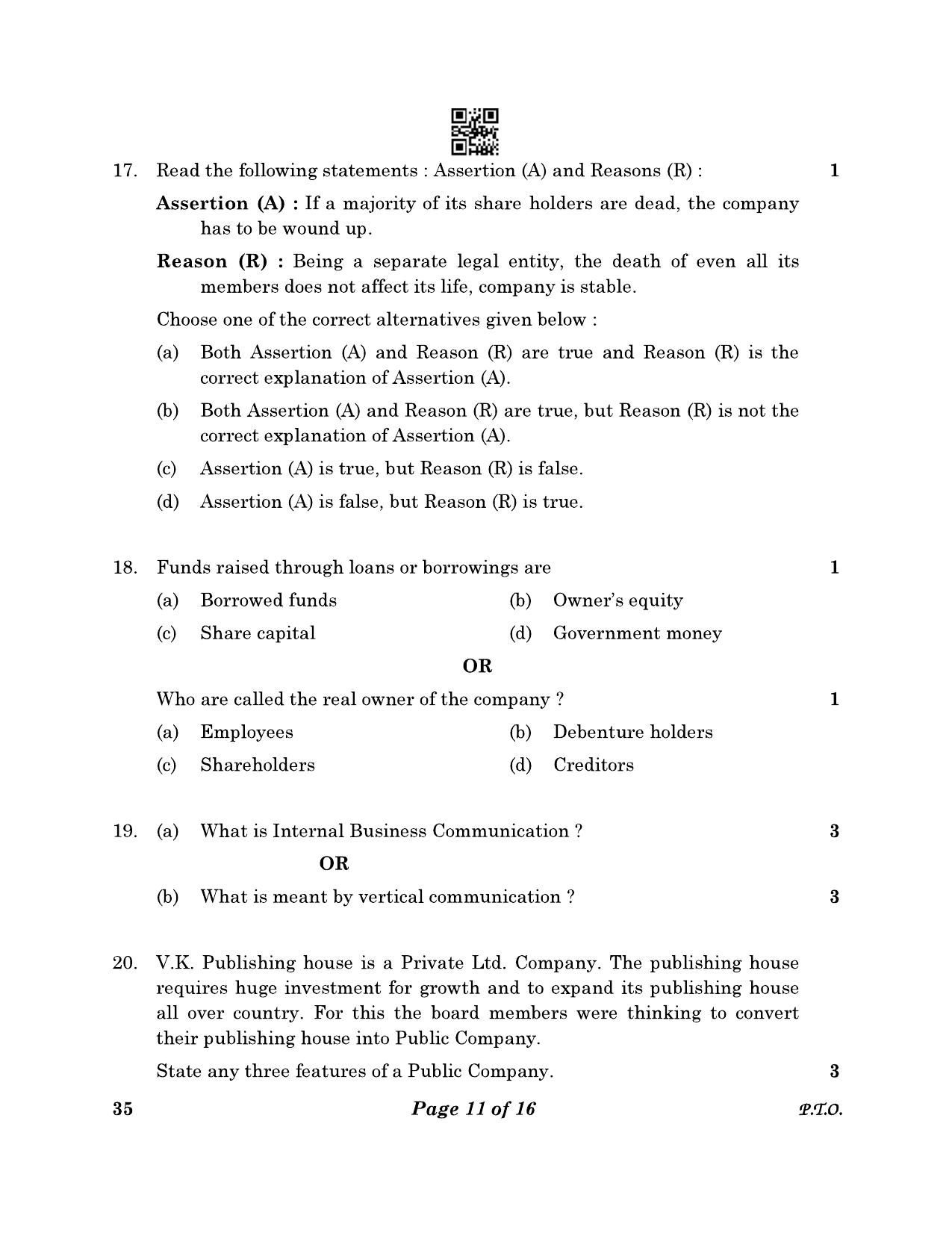 CBSE Class 10 35 Elements Of Business 2023 Question Paper - Page 11