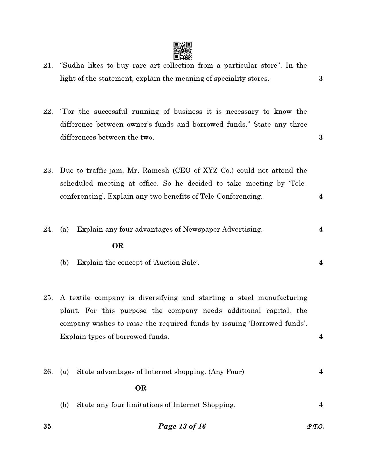 CBSE Class 10 35 Elements Of Business 2023 Question Paper - Page 13