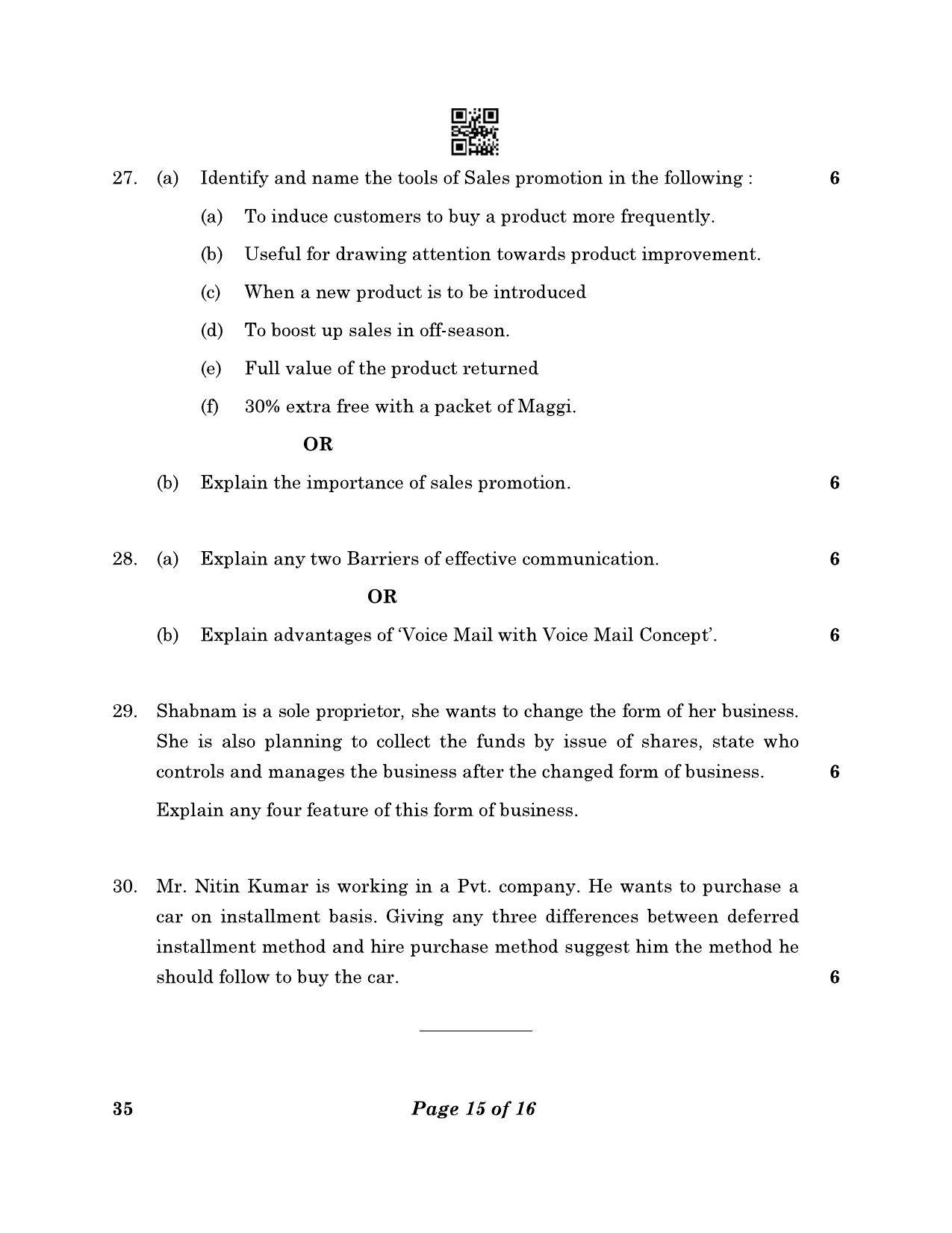 CBSE Class 10 35 Elements Of Business 2023 Question Paper - Page 15