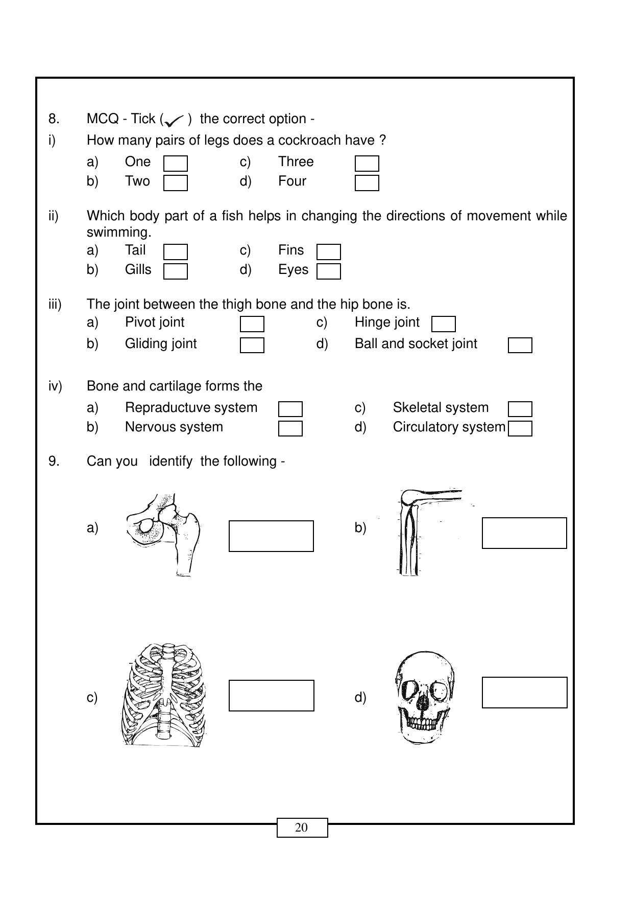 CBSE Worksheets for Class 6 Body Movements Assignment - Page 2