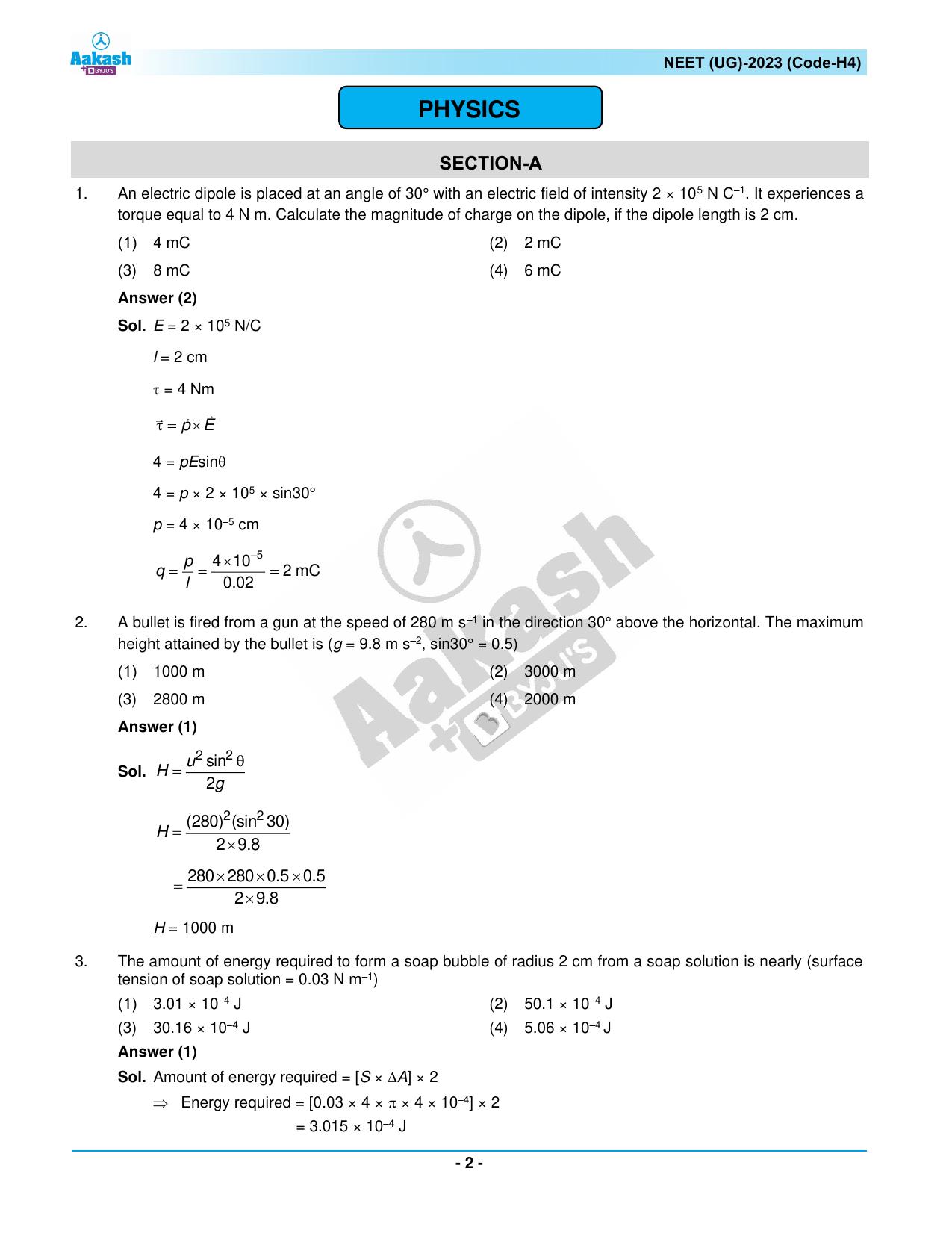 NEET 2023 Question Paper H4 - Page 2