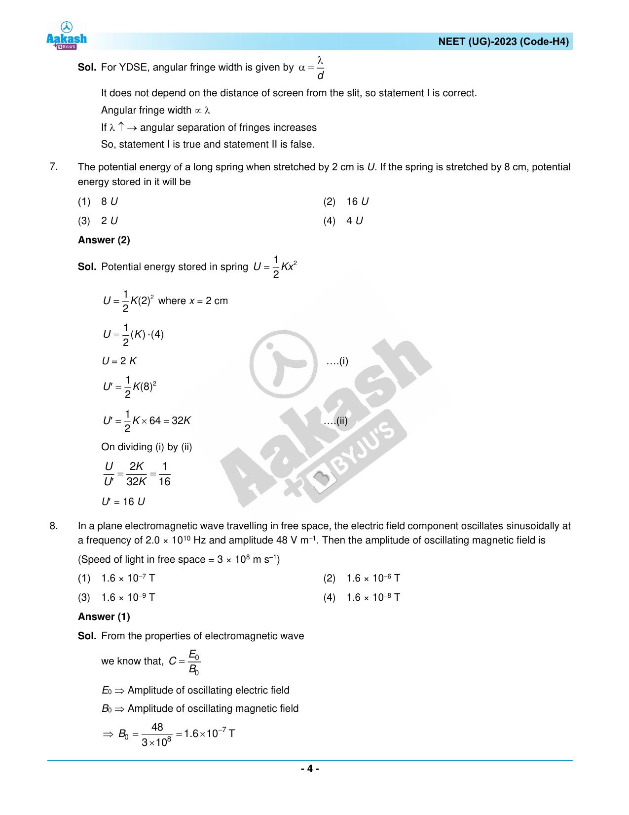 NEET 2023 Question Paper H4 - Page 4