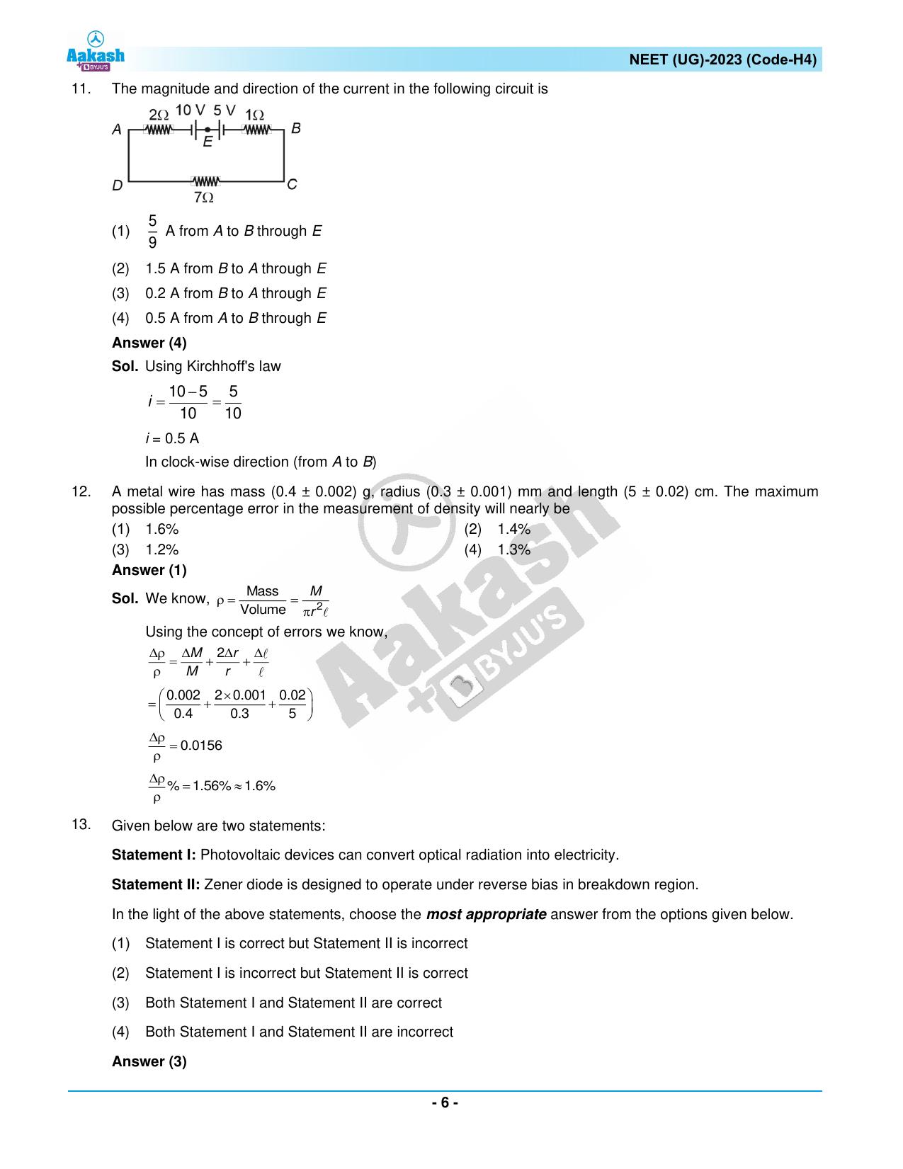 NEET 2023 Question Paper H4 - Page 6