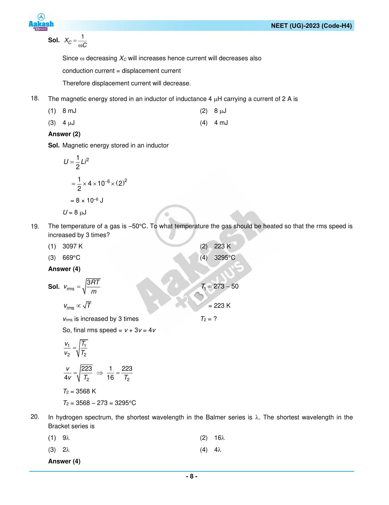 NEET 2023 Question Paper H4 - Page 8