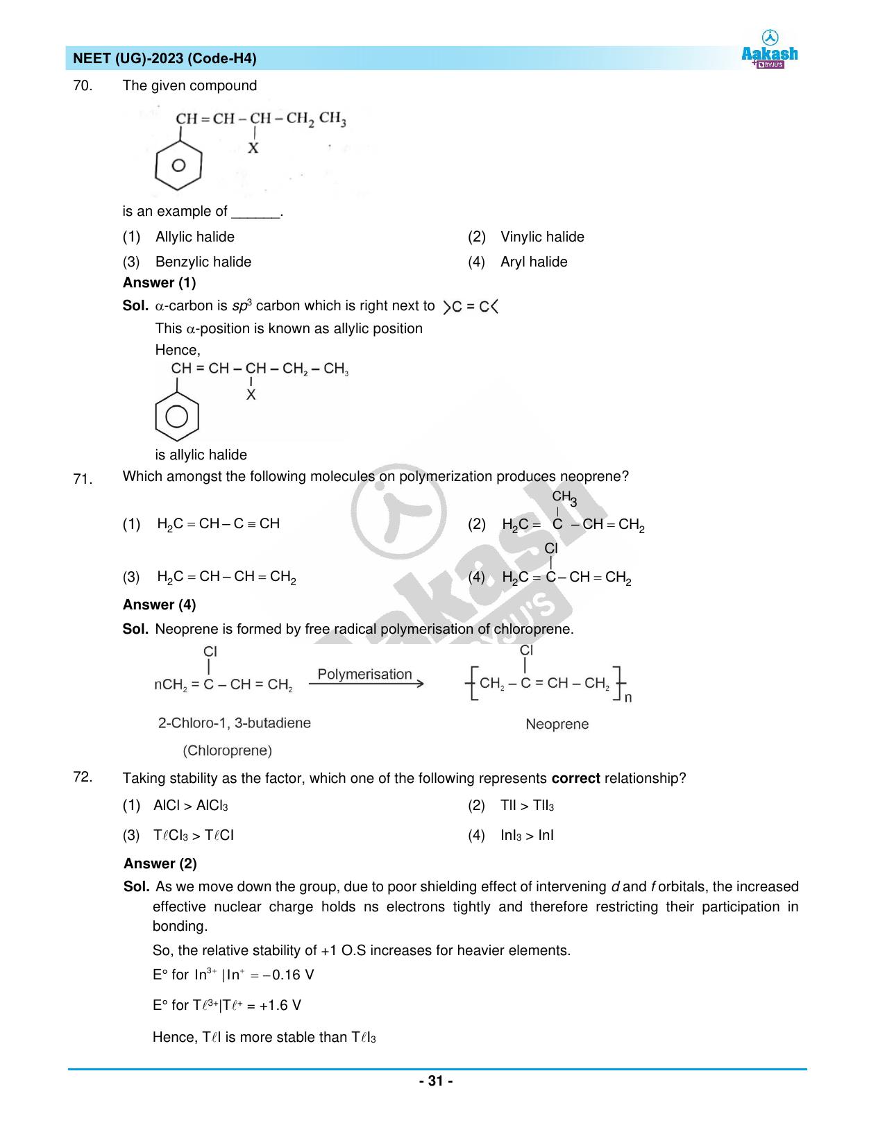 NEET 2023 Question Paper H4 - Page 31