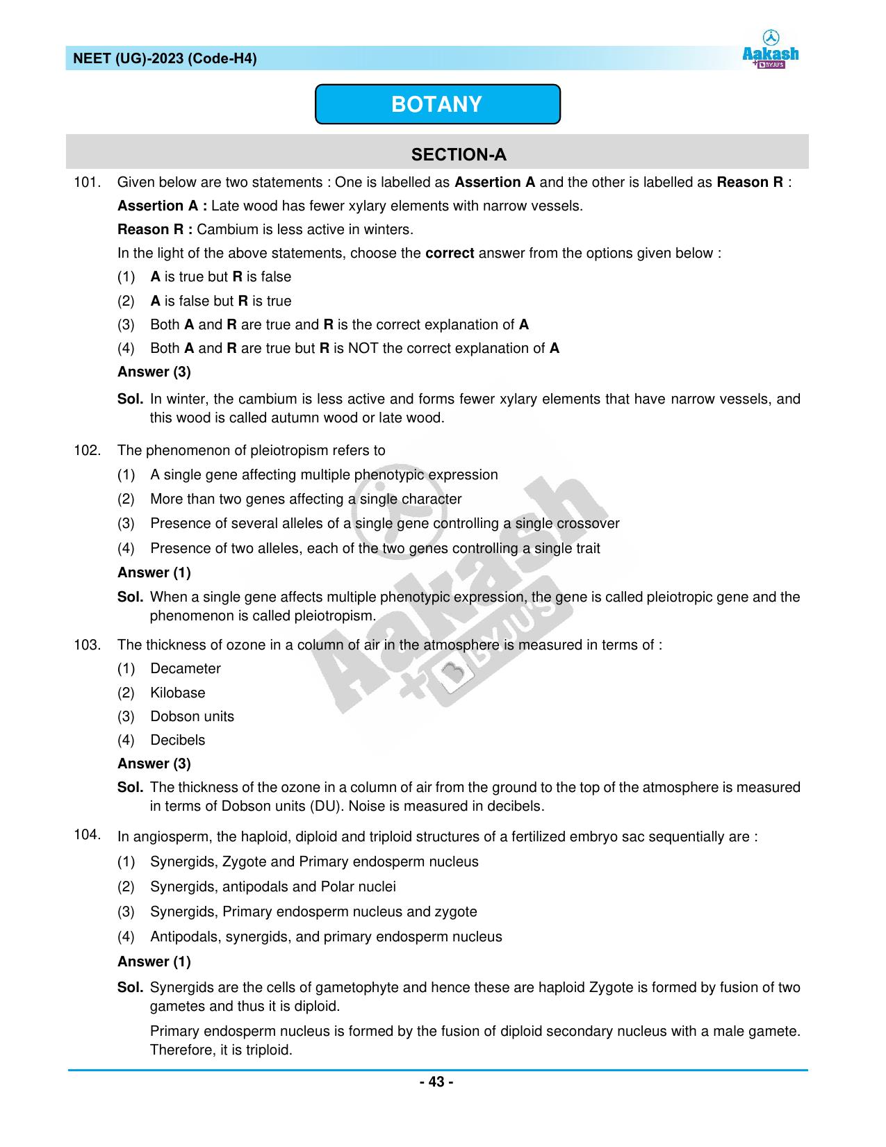 NEET 2023 Question Paper H4 - Page 43