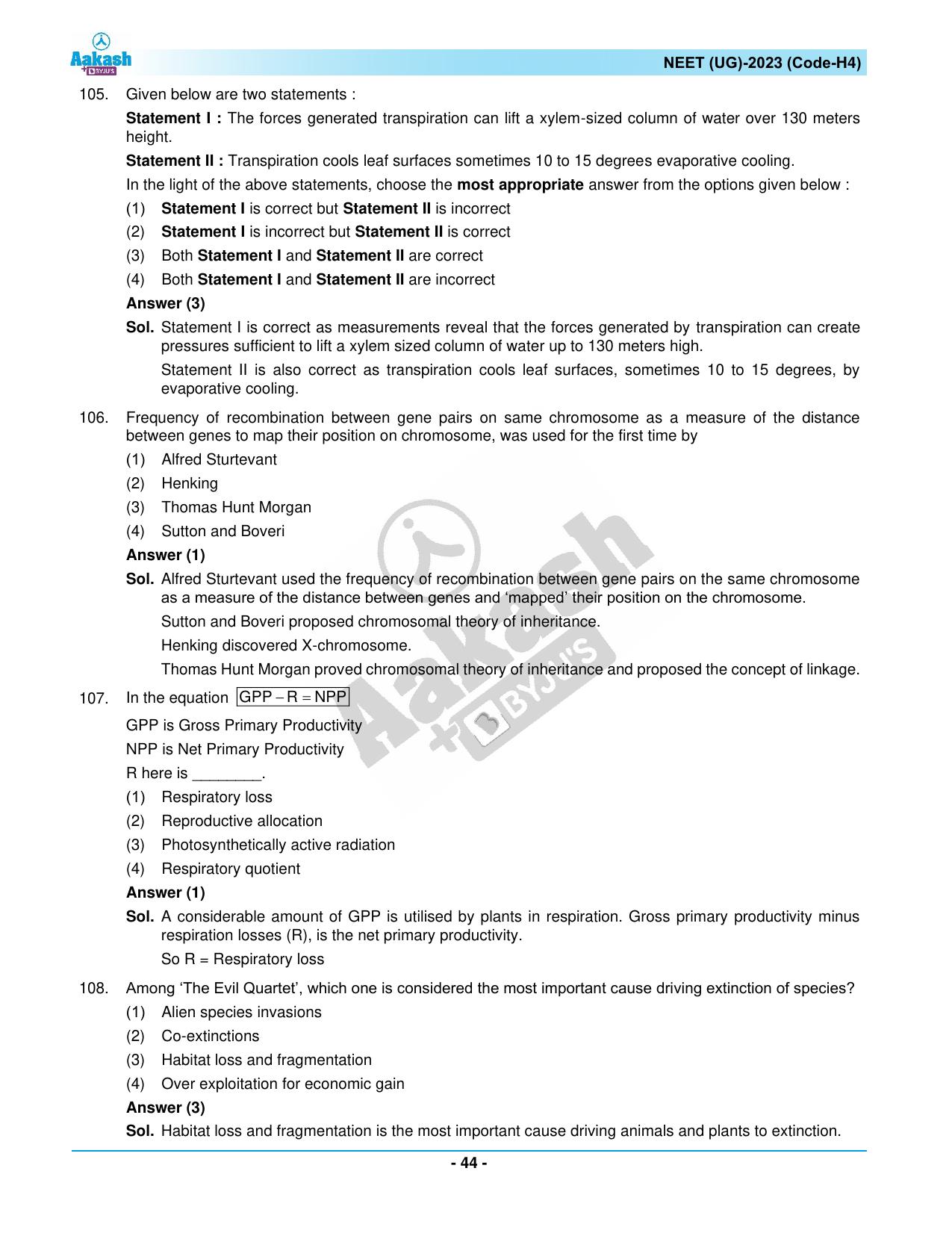 NEET 2023 Question Paper H4 - Page 44