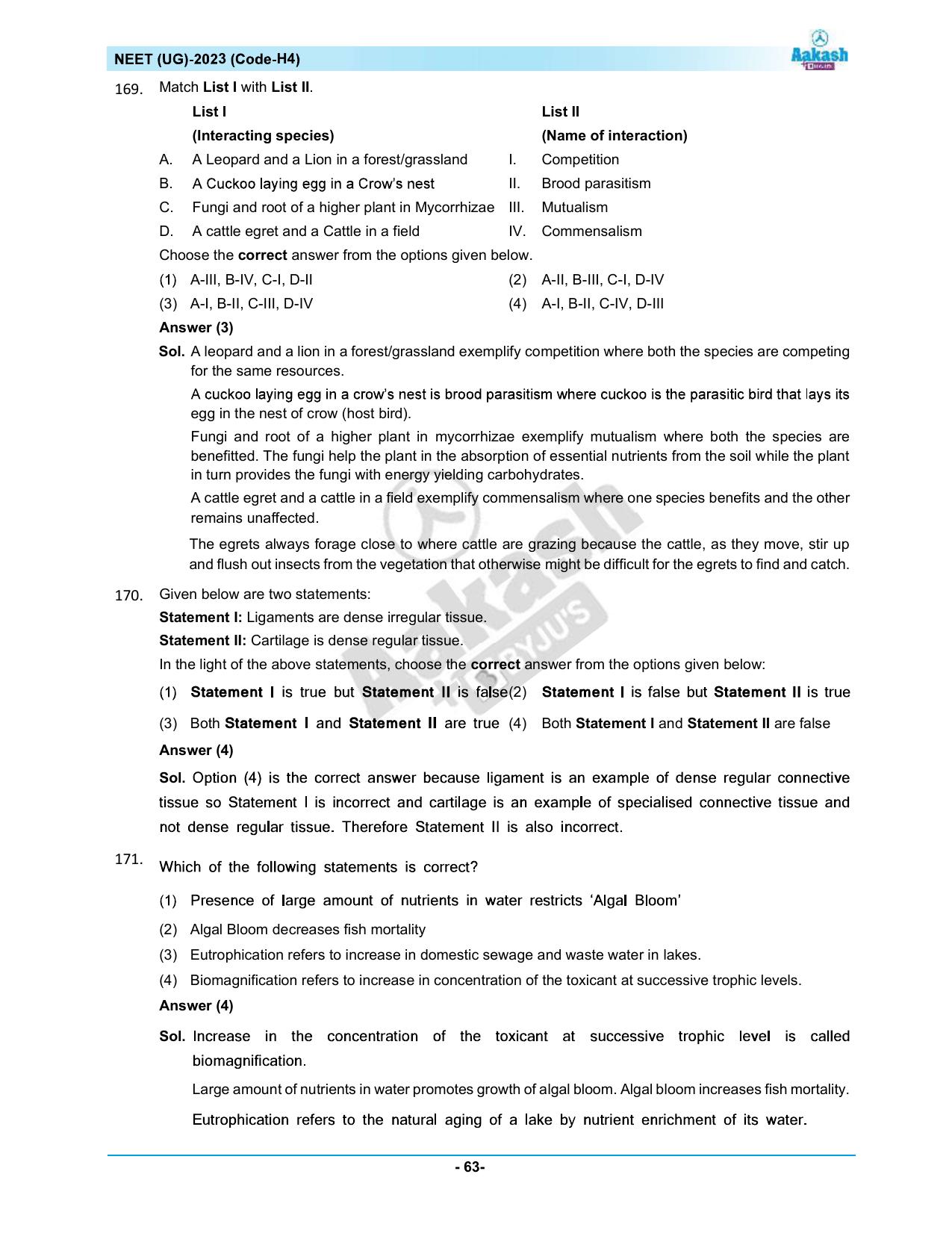 NEET 2023 Question Paper H4 - Page 63