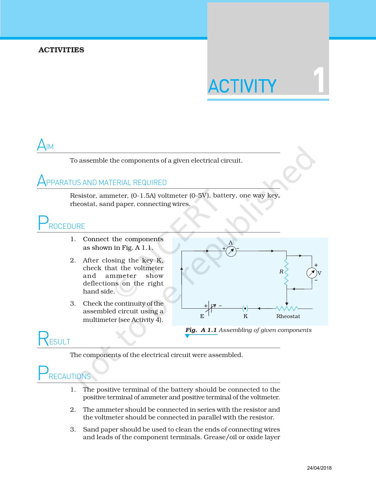 NCERT Laboratory Manuals for Class XII Physics - Activities 1 to 6 - Page 1