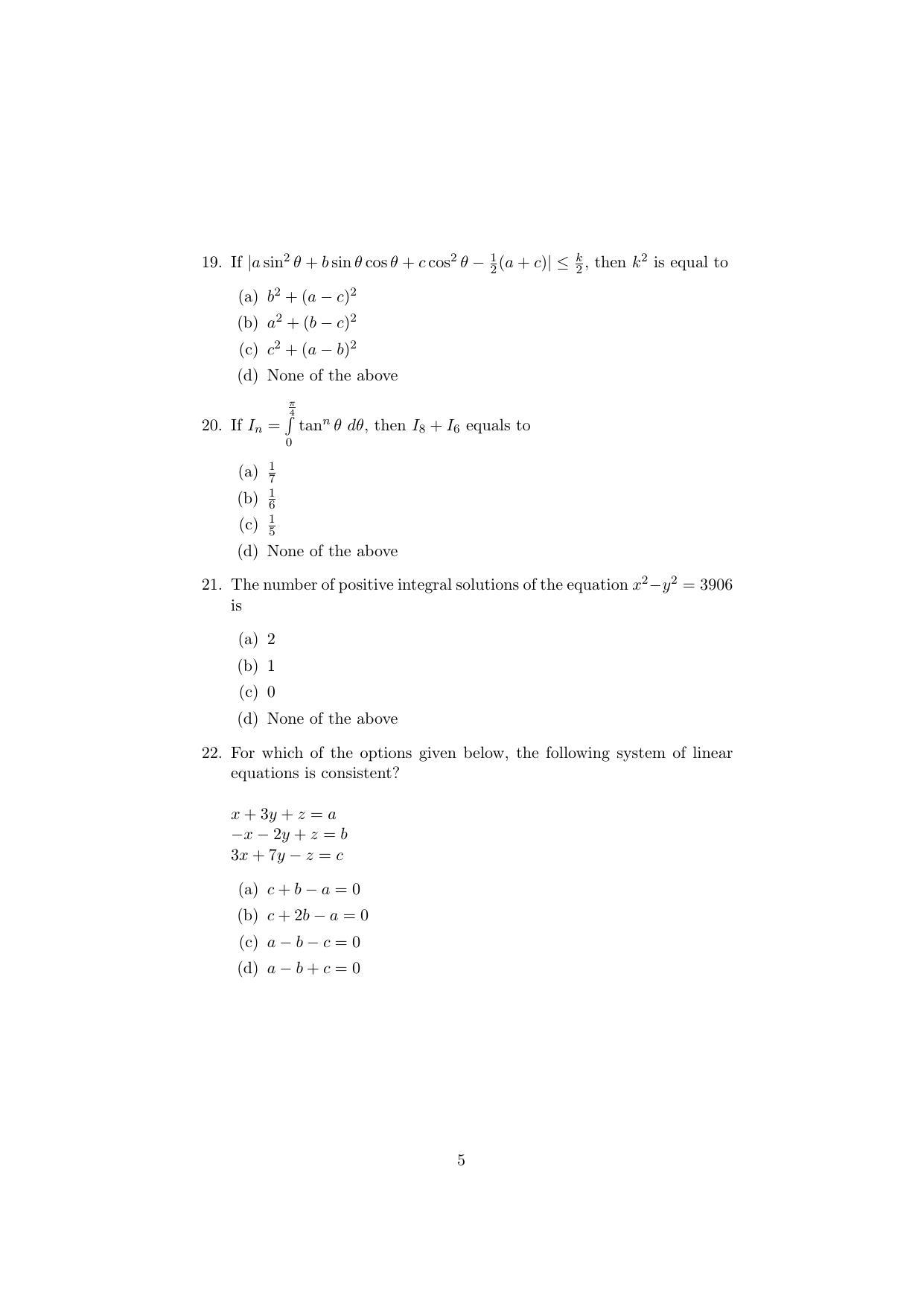ISI Admission Test M.S.(QMS) QMA 2019 Sample Paper - Page 5