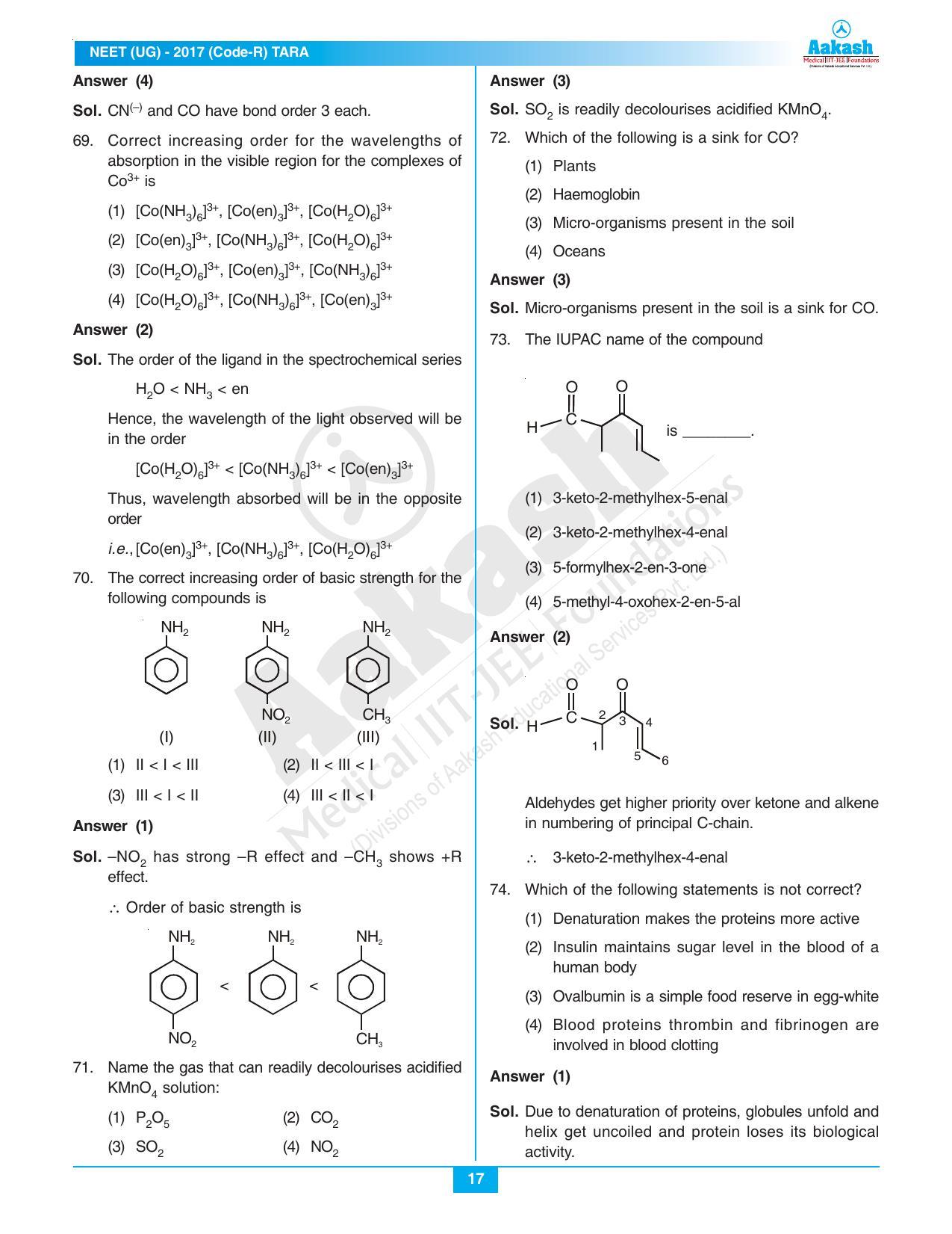  NEET Code R 2017 Answer & Solutions - Page 17