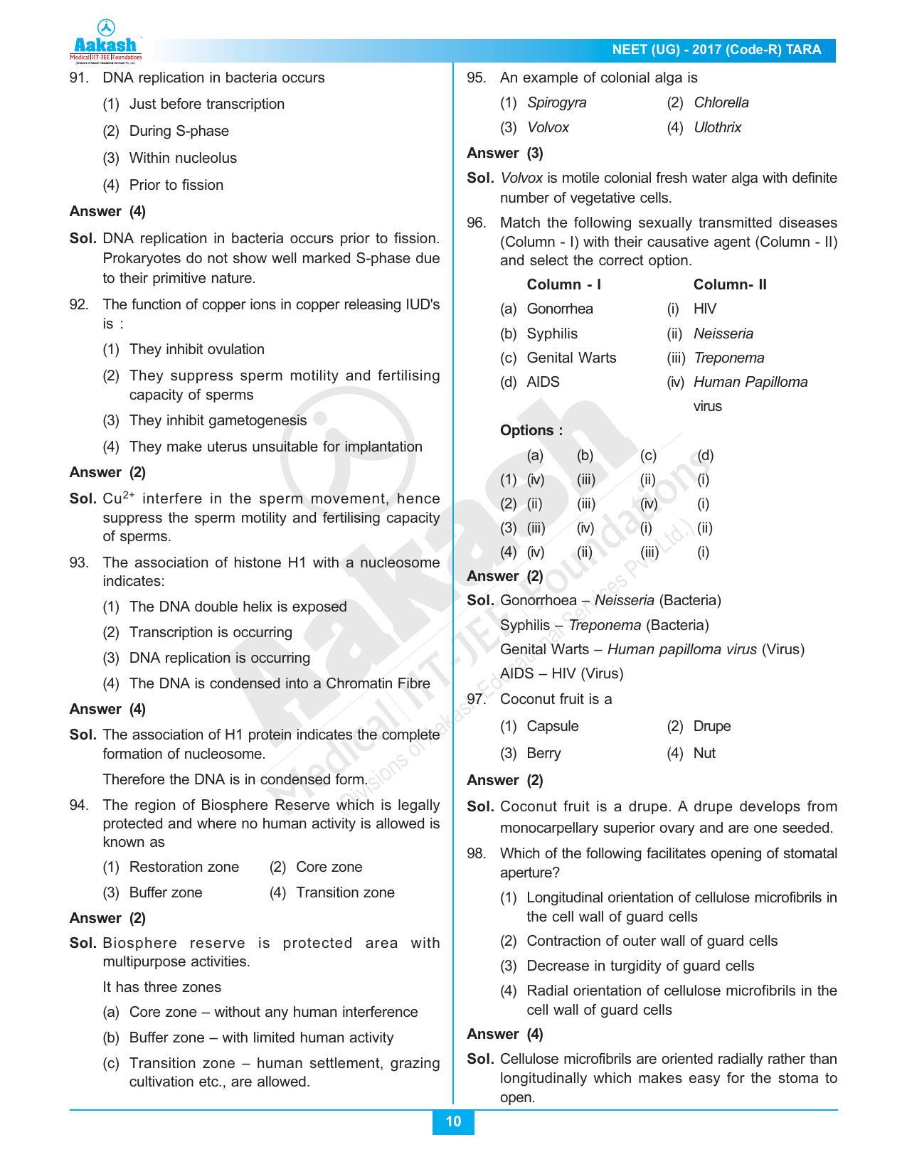  NEET Code R 2017 Answer & Solutions - Page 21