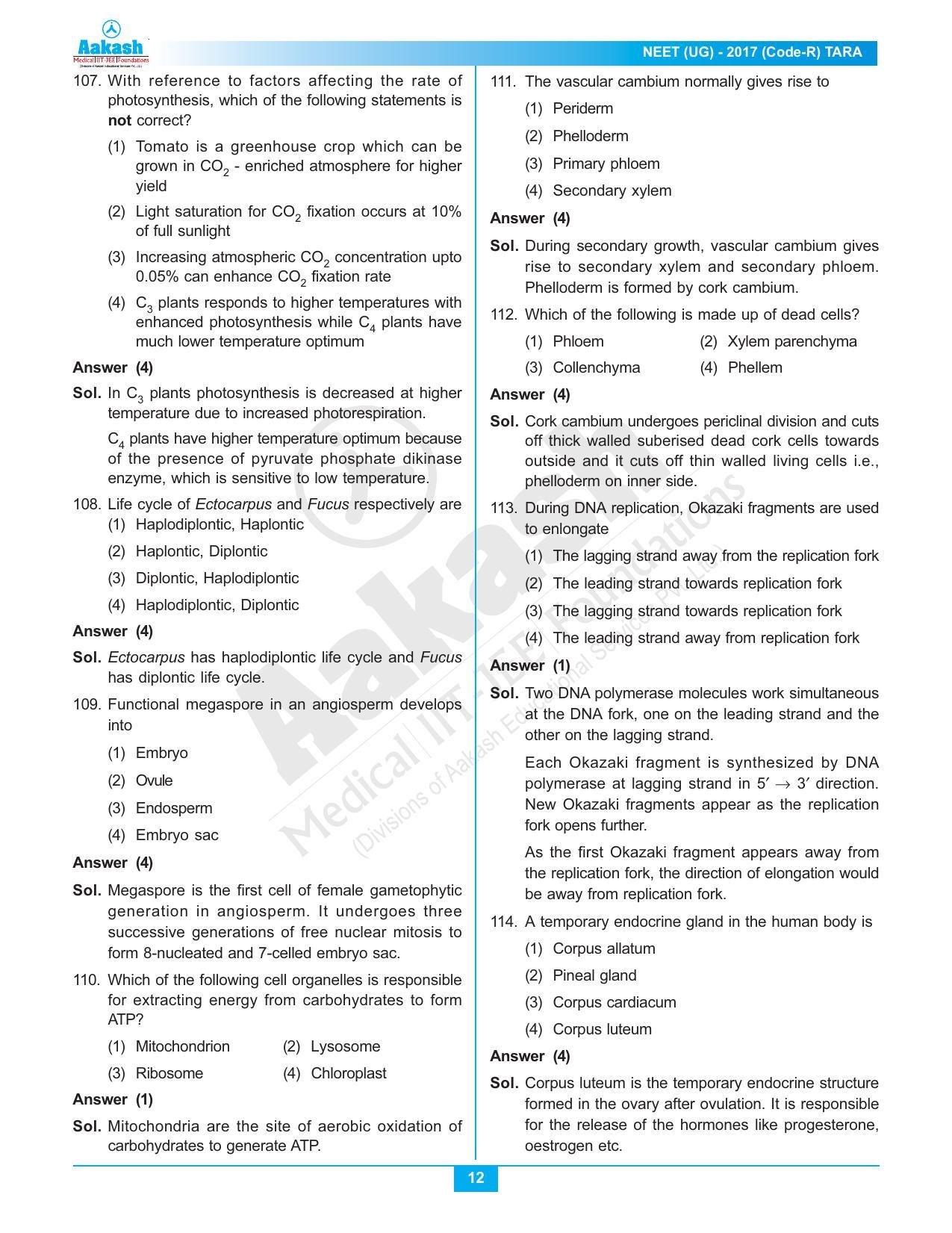  NEET Code R 2017 Answer & Solutions - Page 23