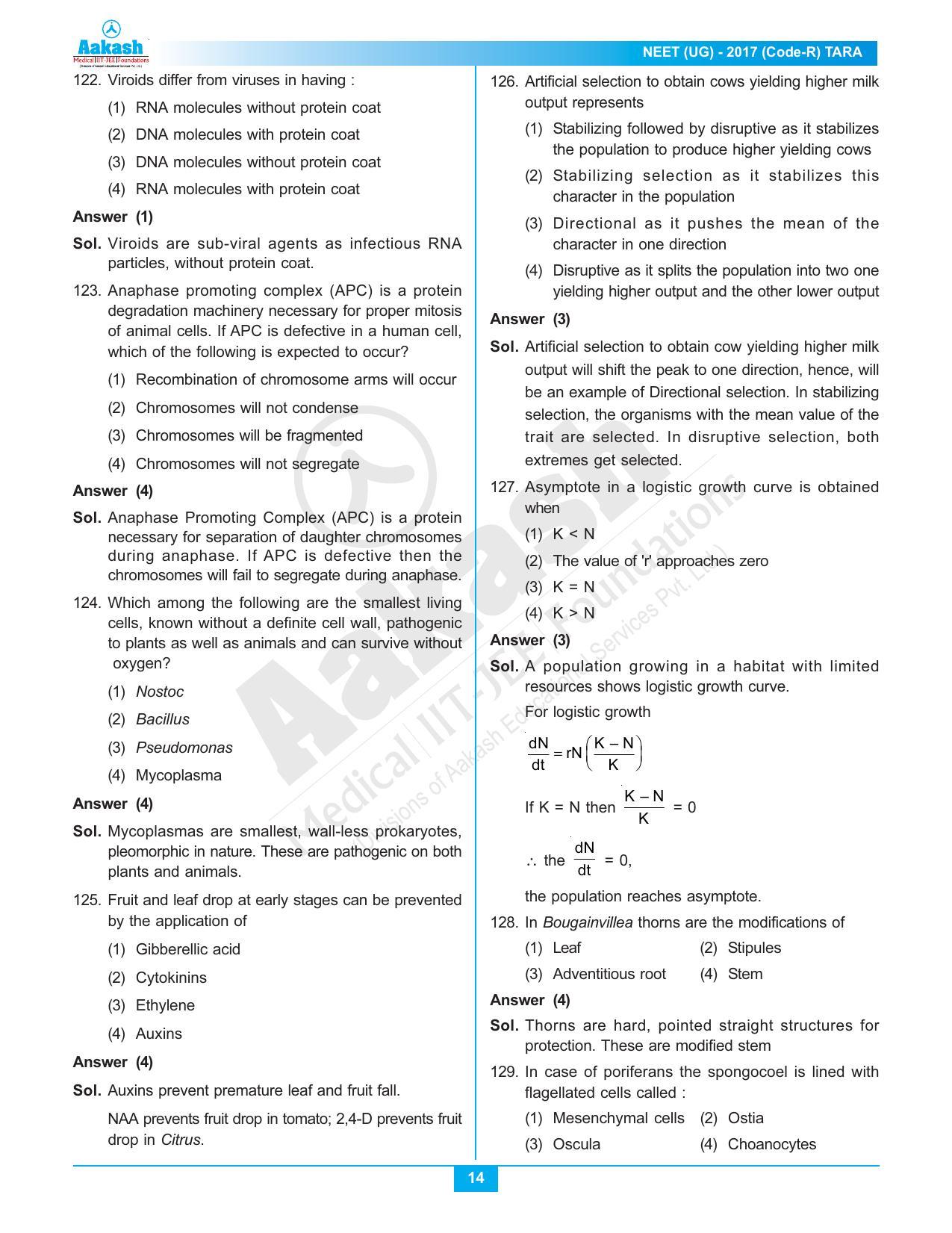  NEET Code R 2017 Answer & Solutions - Page 25