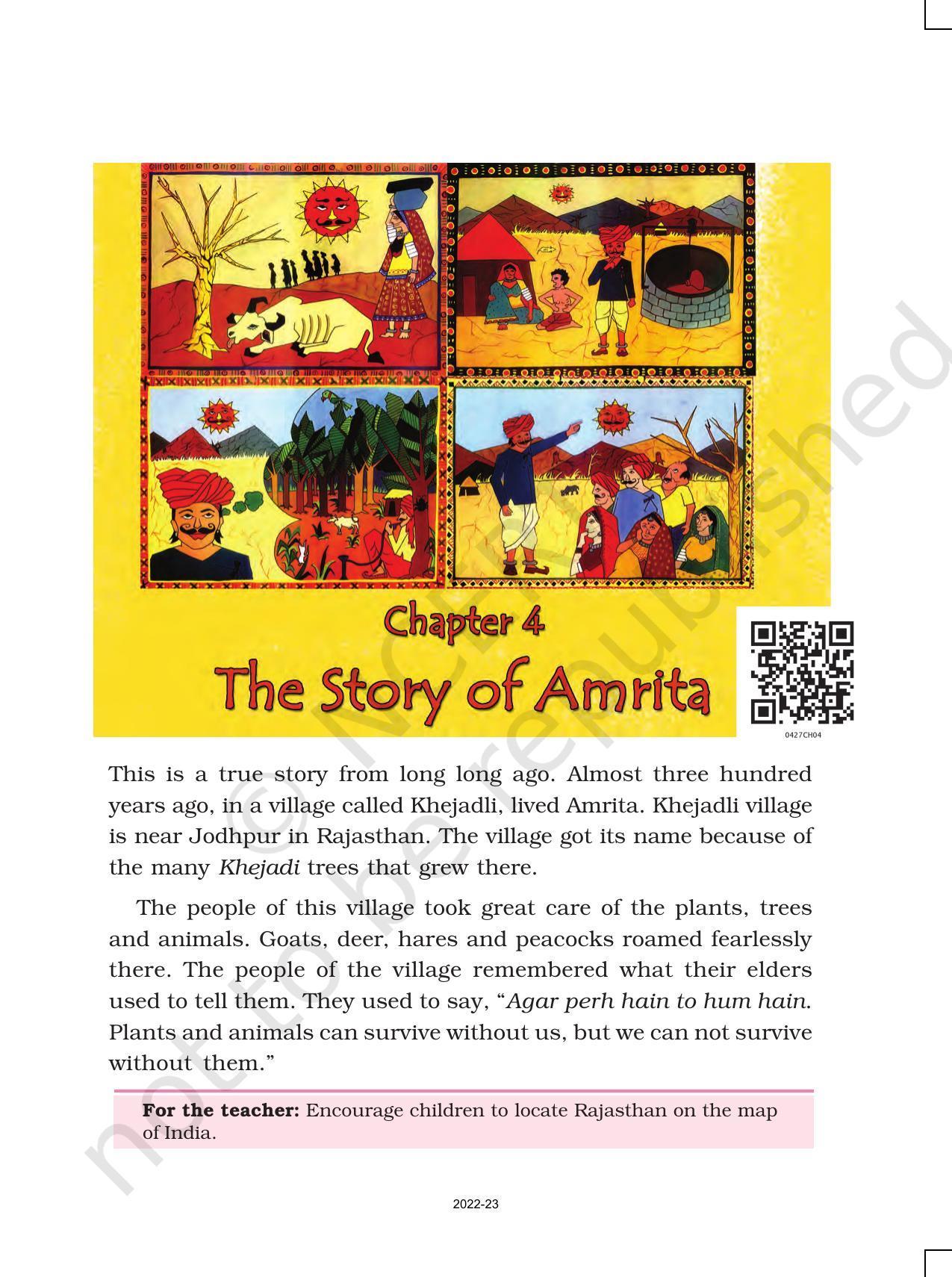 NCERT Book for Class 4 EVS Chapter 4 The Story of Amrita - Page 1