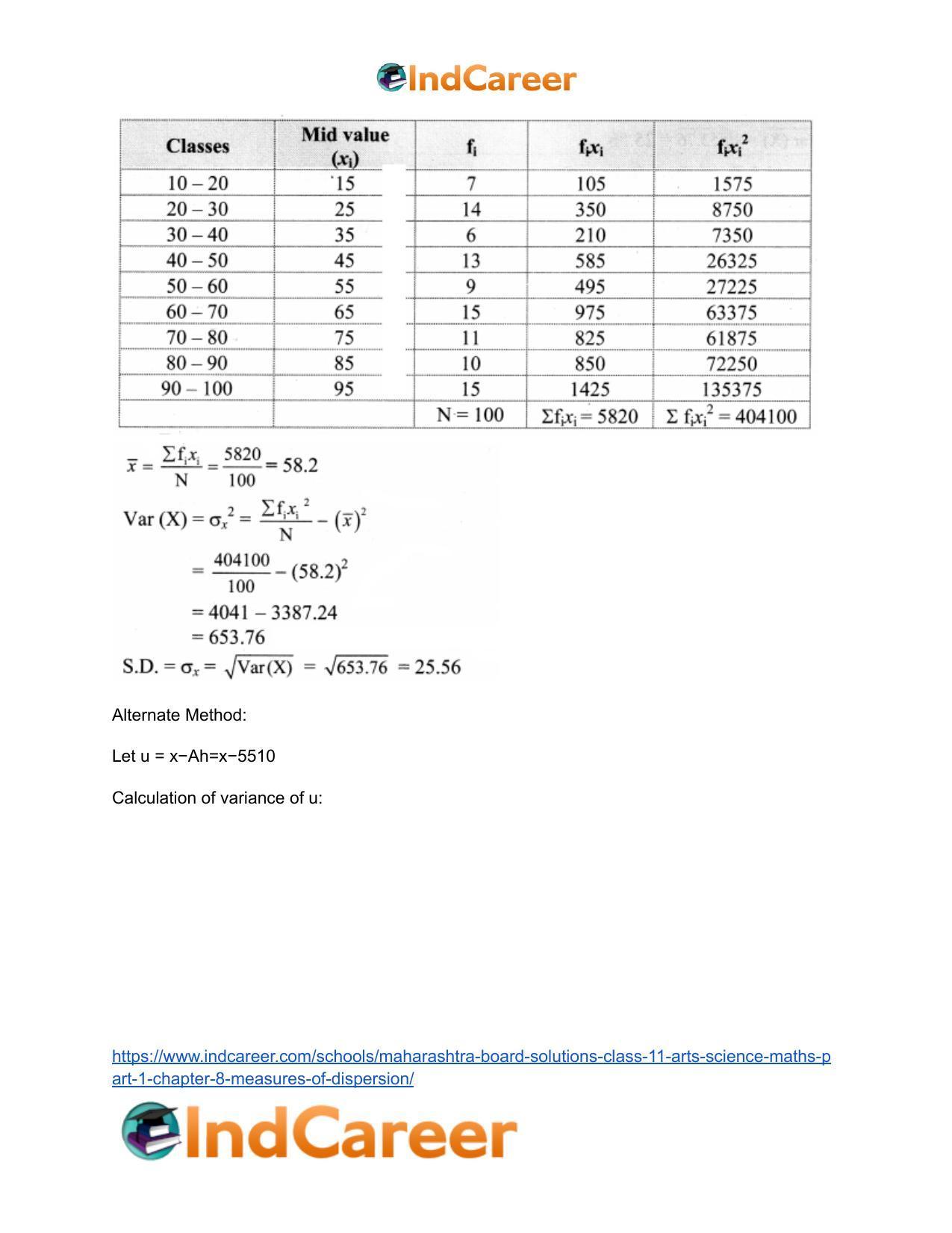Maharashtra Board Solutions Class 11-Arts & Science Maths (Part 1): Chapter 8- Measures of Dispersion - Page 10