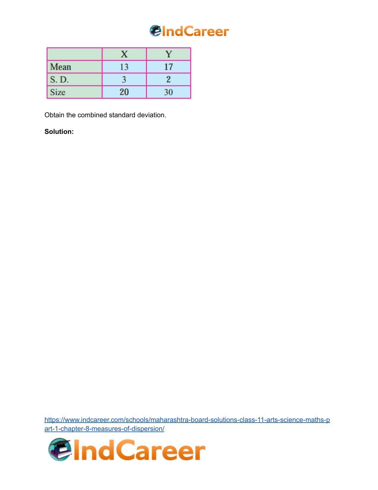 Maharashtra Board Solutions Class 11-Arts & Science Maths (Part 1): Chapter 8- Measures of Dispersion - Page 15