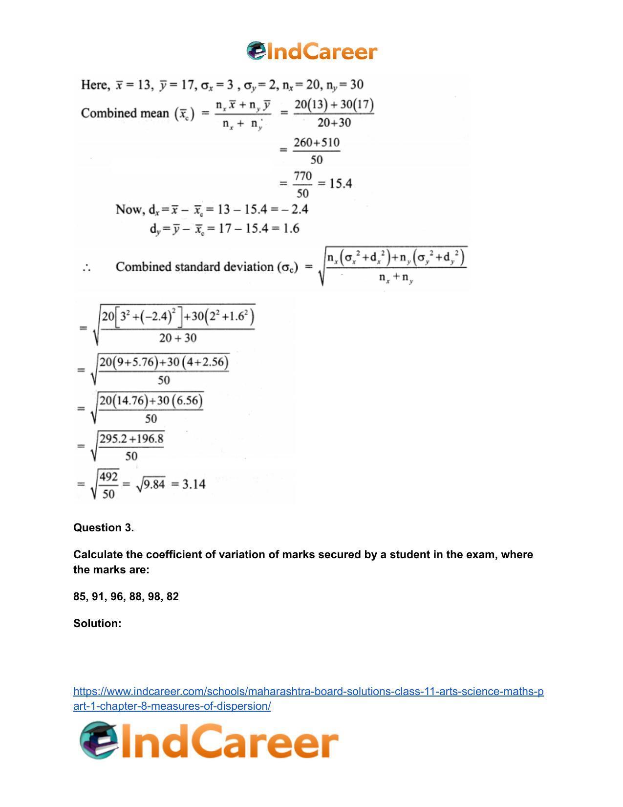 Maharashtra Board Solutions Class 11-Arts & Science Maths (Part 1): Chapter 8- Measures of Dispersion - Page 16