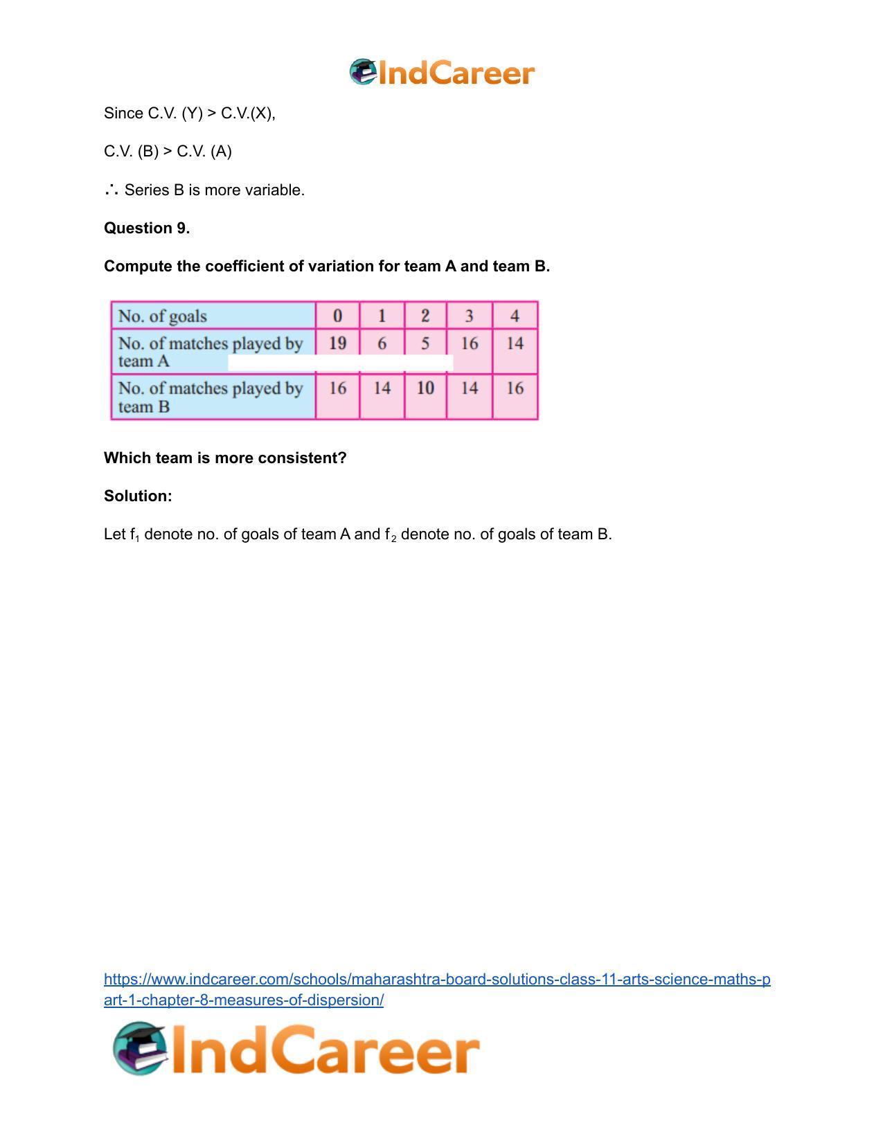 Maharashtra Board Solutions Class 11-Arts & Science Maths (Part 1): Chapter 8- Measures of Dispersion - Page 22