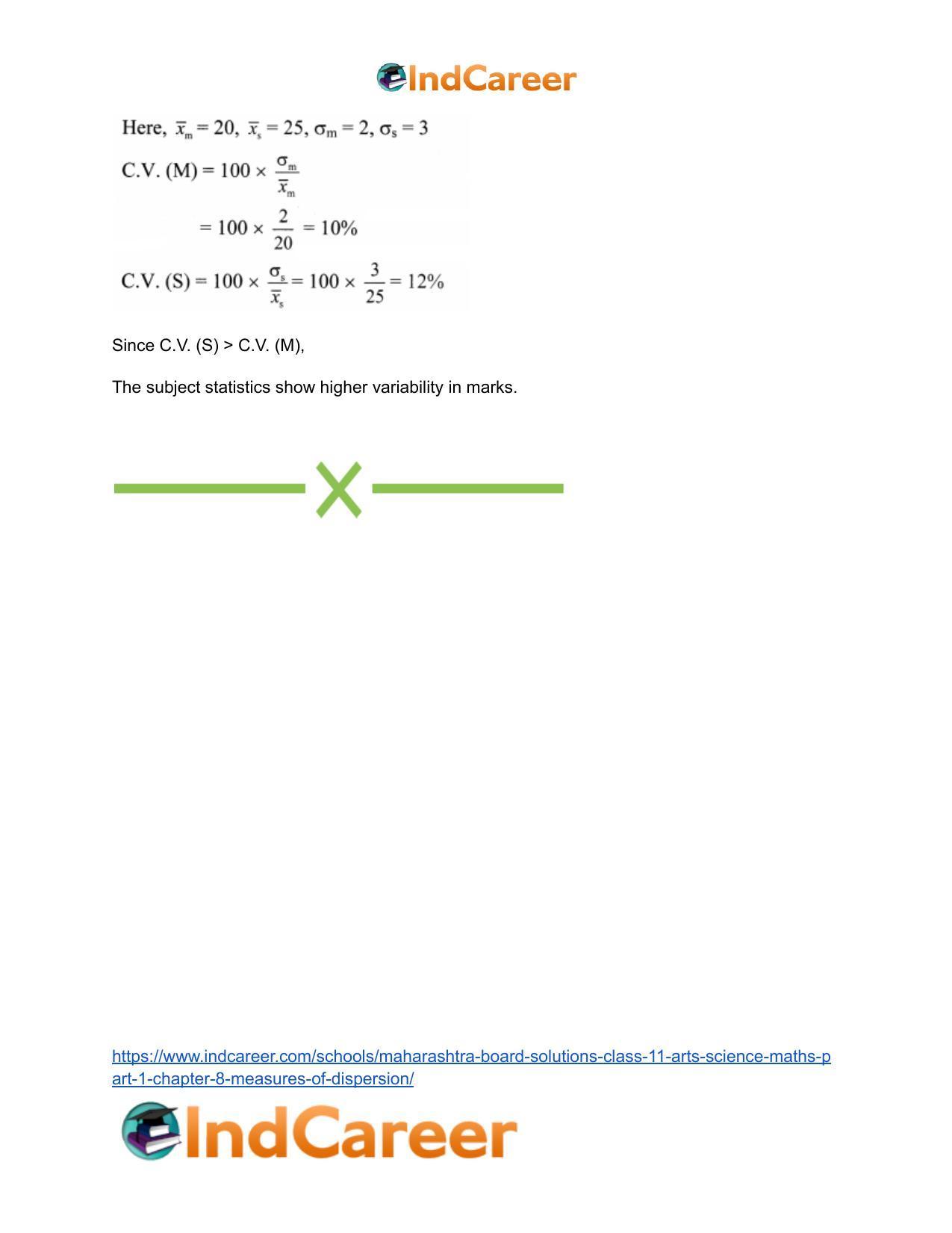 Maharashtra Board Solutions Class 11-Arts & Science Maths (Part 1): Chapter 8- Measures of Dispersion - Page 25