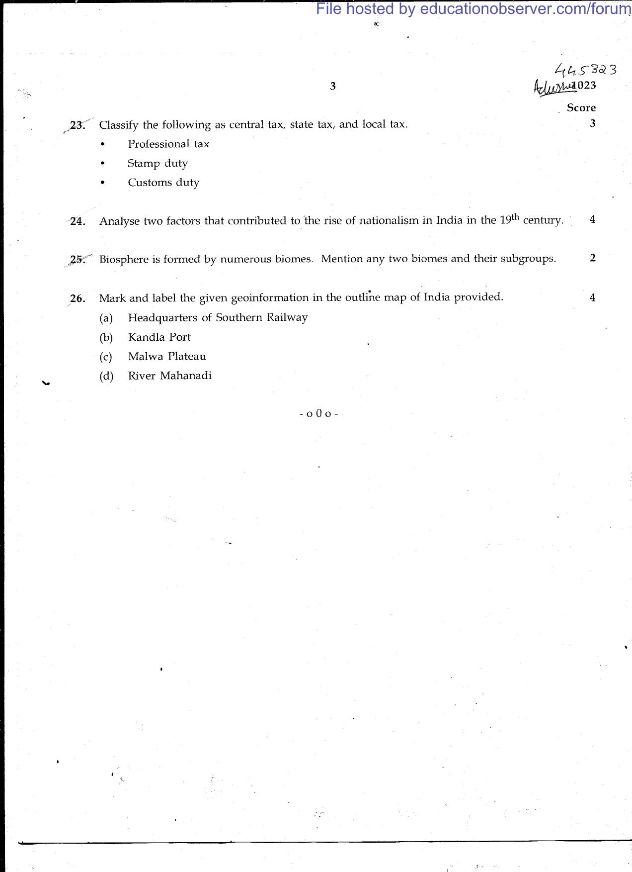 Kerala SSLC 2014 Social Science Question Paper - Page 3