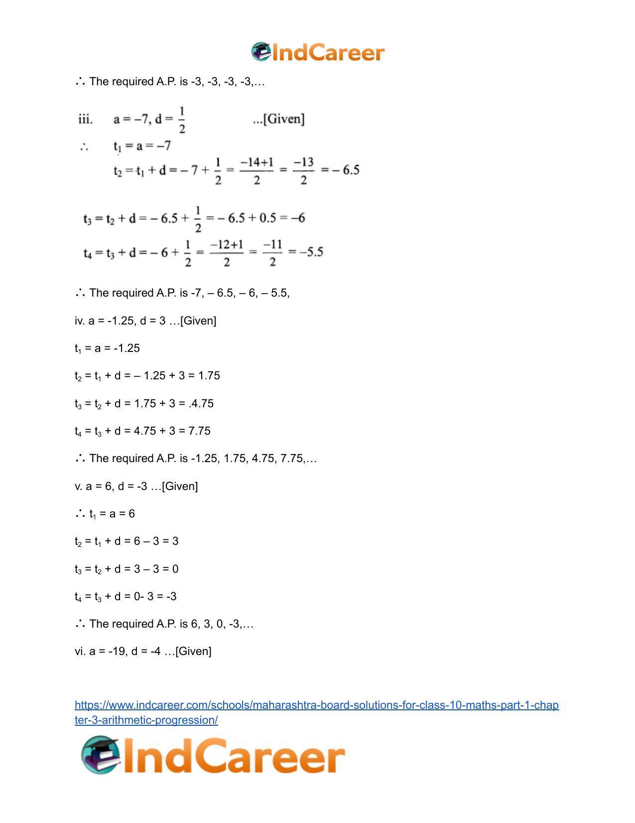 Maharashtra Board Solutions for Class 10-Maths (Part 1): Chapter 3- Arithmetic Progression - Page 7