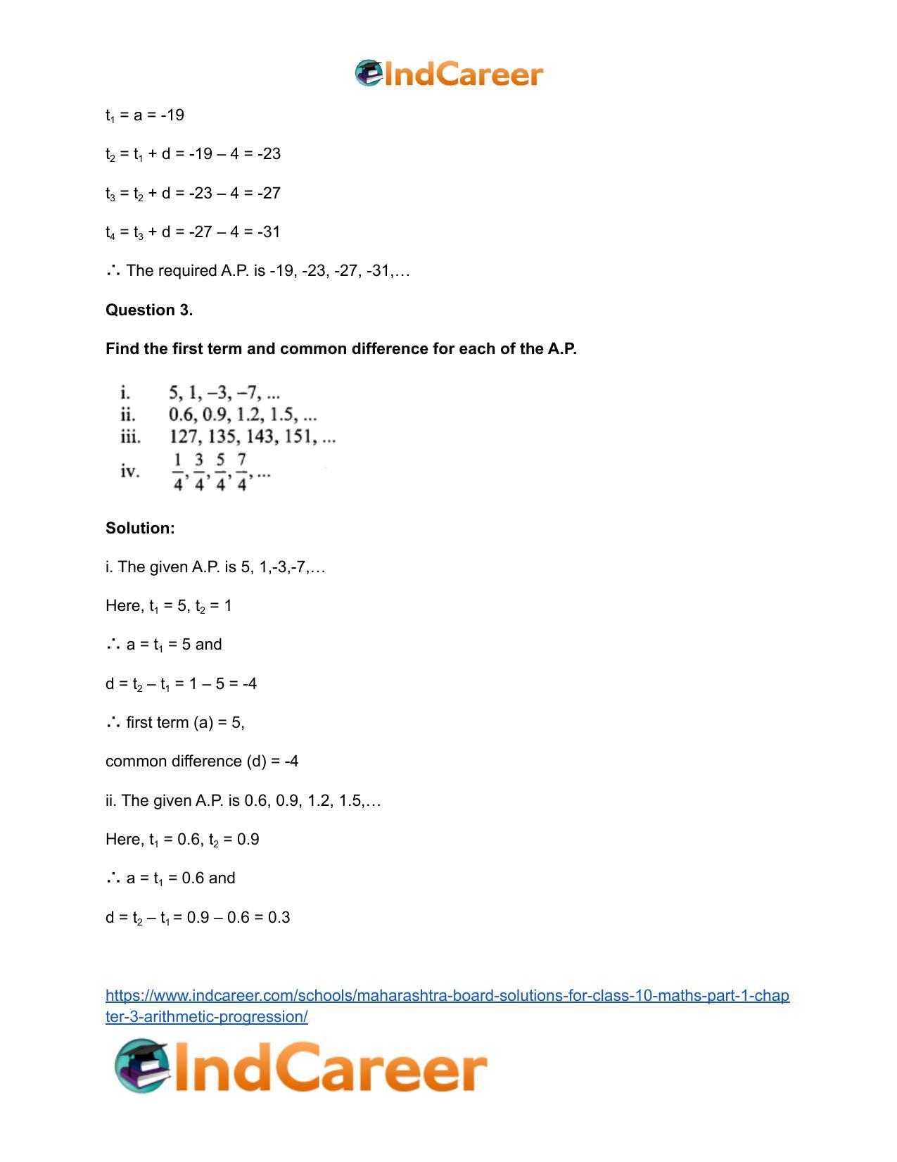 Maharashtra Board Solutions for Class 10-Maths (Part 1): Chapter 3- Arithmetic Progression - Page 8