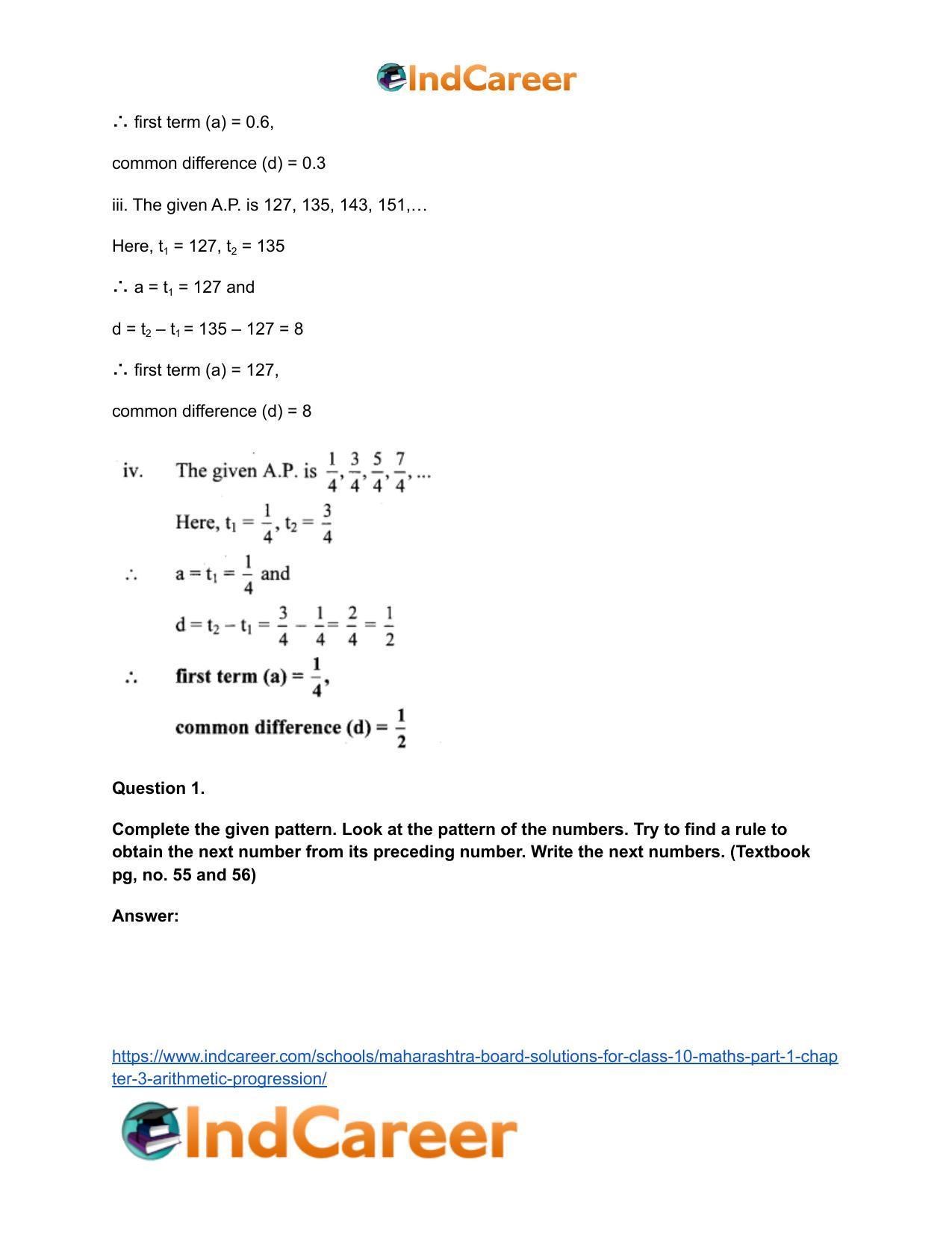 Maharashtra Board Solutions for Class 10-Maths (Part 1): Chapter 3- Arithmetic Progression - Page 9