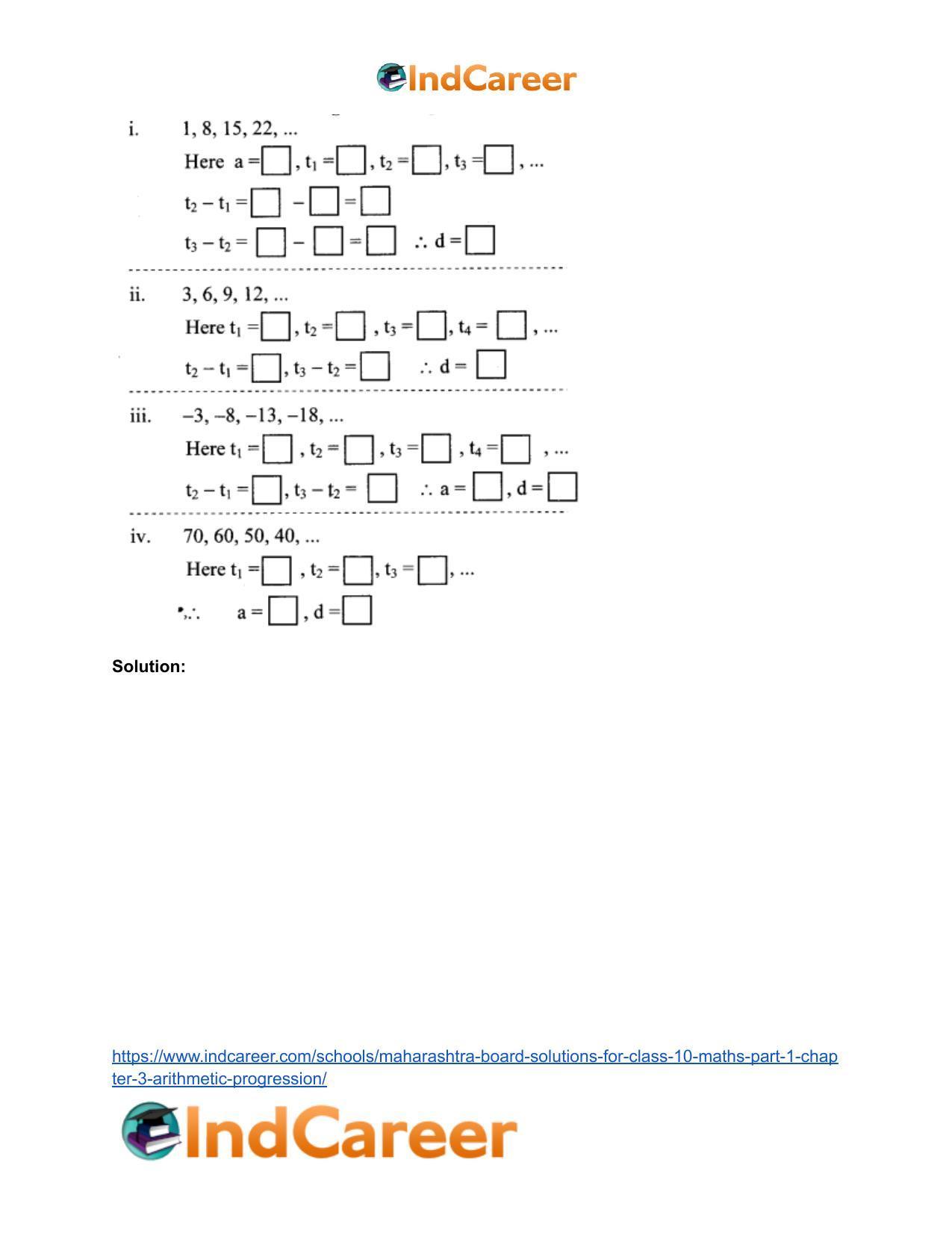 Maharashtra Board Solutions for Class 10-Maths (Part 1): Chapter 3- Arithmetic Progression - Page 14