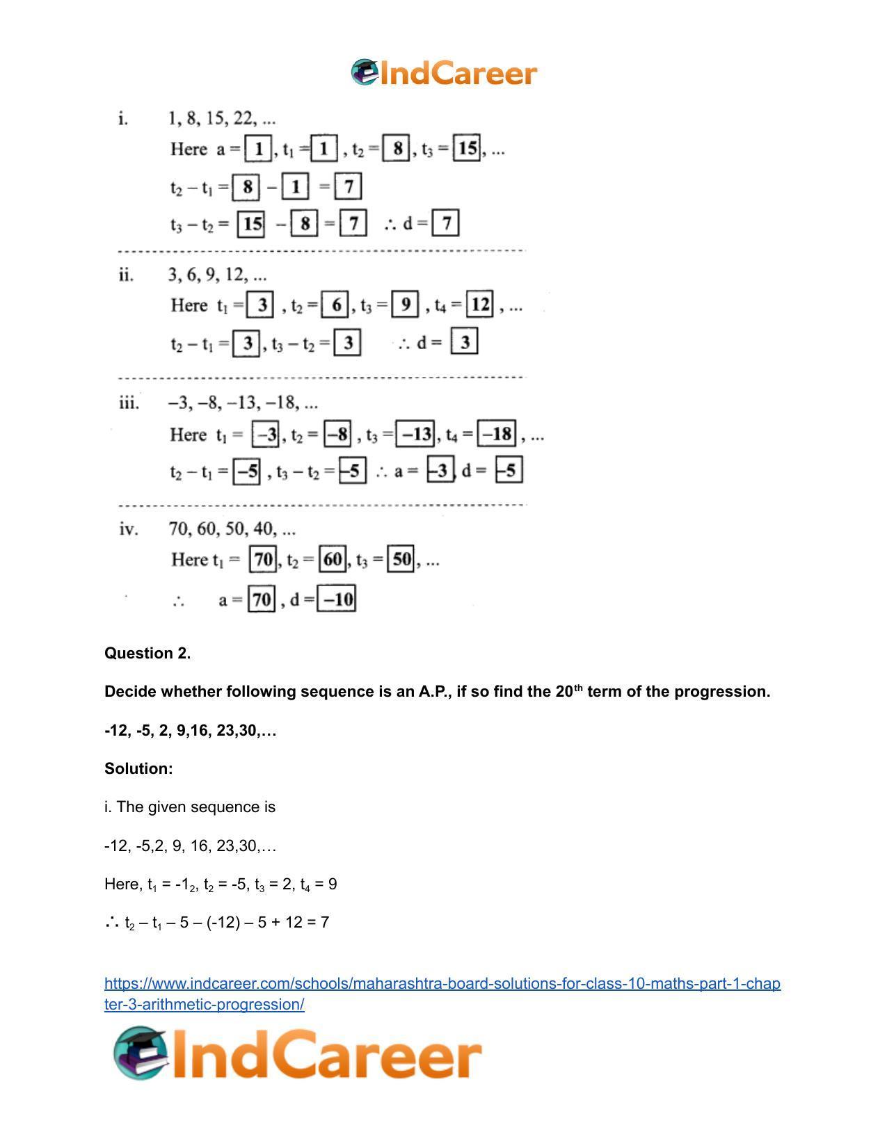 Maharashtra Board Solutions for Class 10-Maths (Part 1): Chapter 3- Arithmetic Progression - Page 15