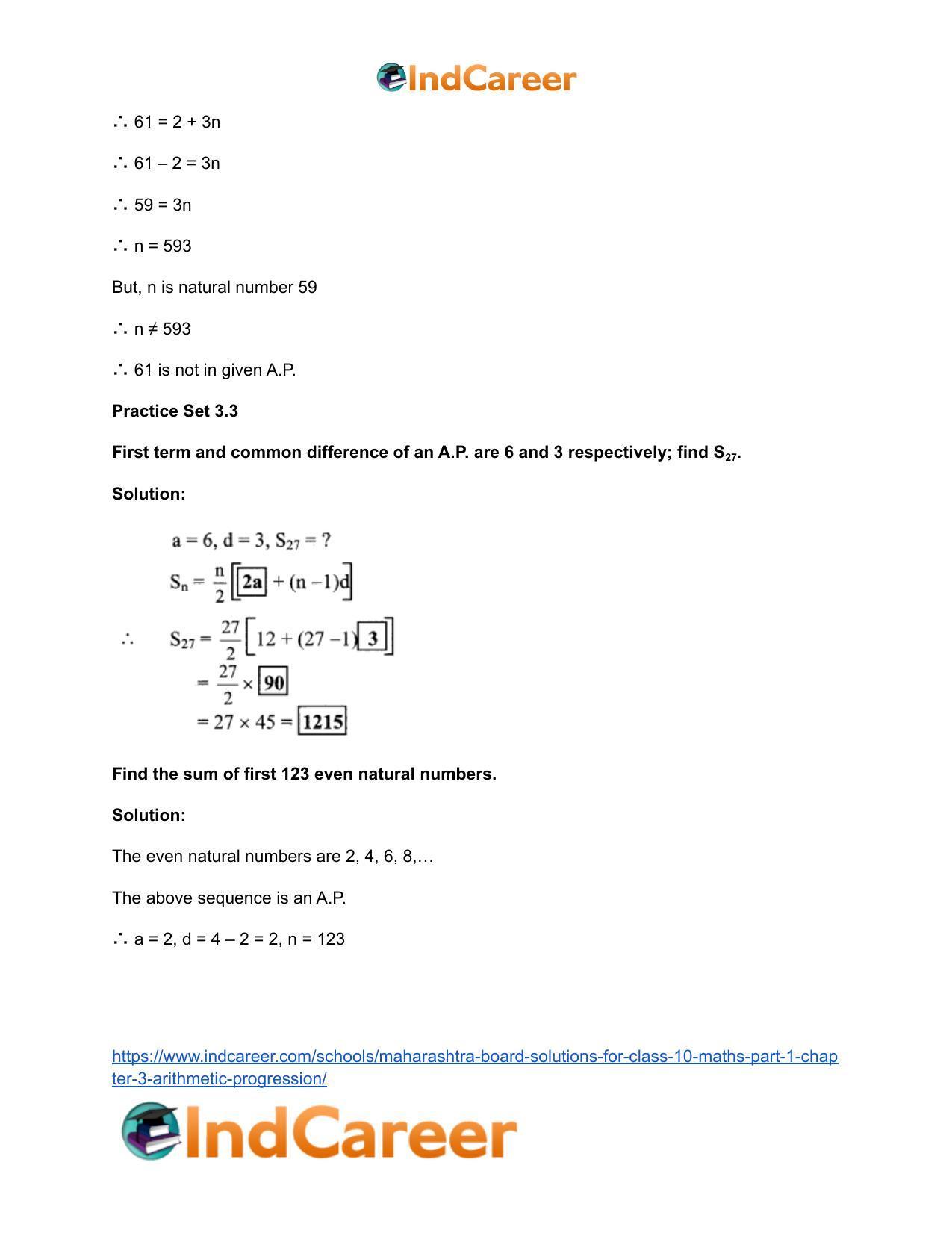 Maharashtra Board Solutions for Class 10-Maths (Part 1): Chapter 3- Arithmetic Progression - Page 24