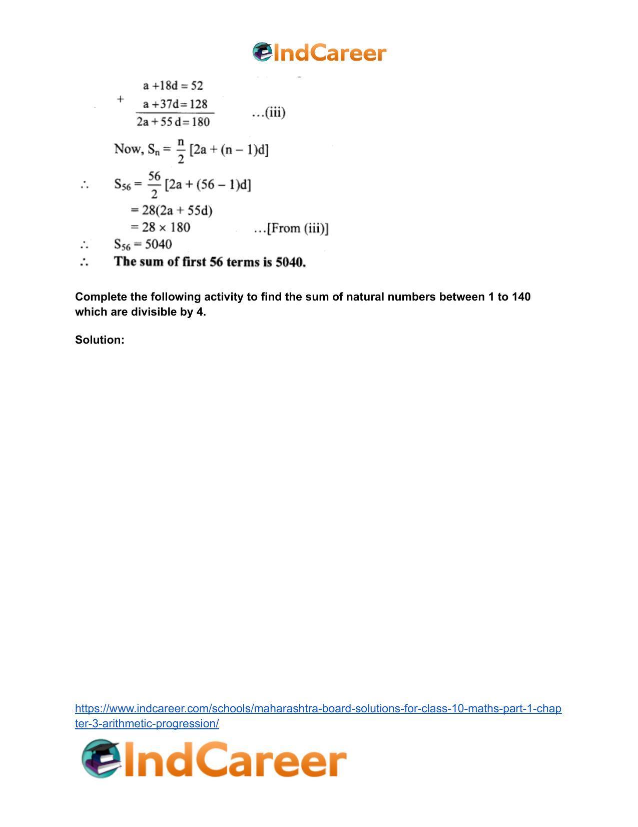Maharashtra Board Solutions for Class 10-Maths (Part 1): Chapter 3- Arithmetic Progression - Page 27