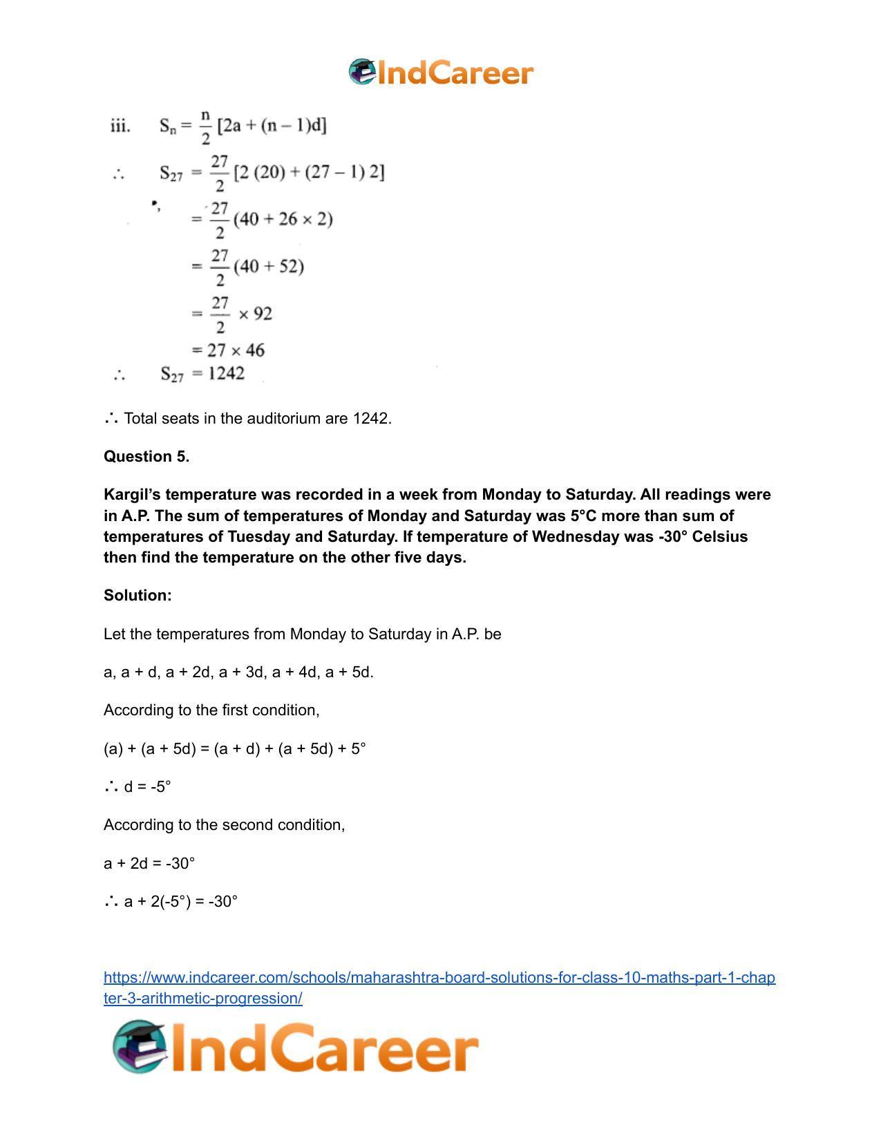Maharashtra Board Solutions for Class 10-Maths (Part 1): Chapter 3- Arithmetic Progression - Page 38