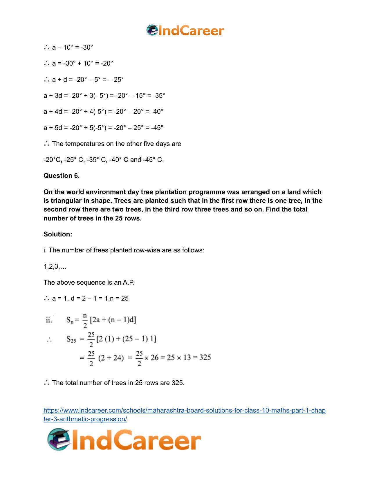 Maharashtra Board Solutions for Class 10-Maths (Part 1): Chapter 3- Arithmetic Progression - Page 39