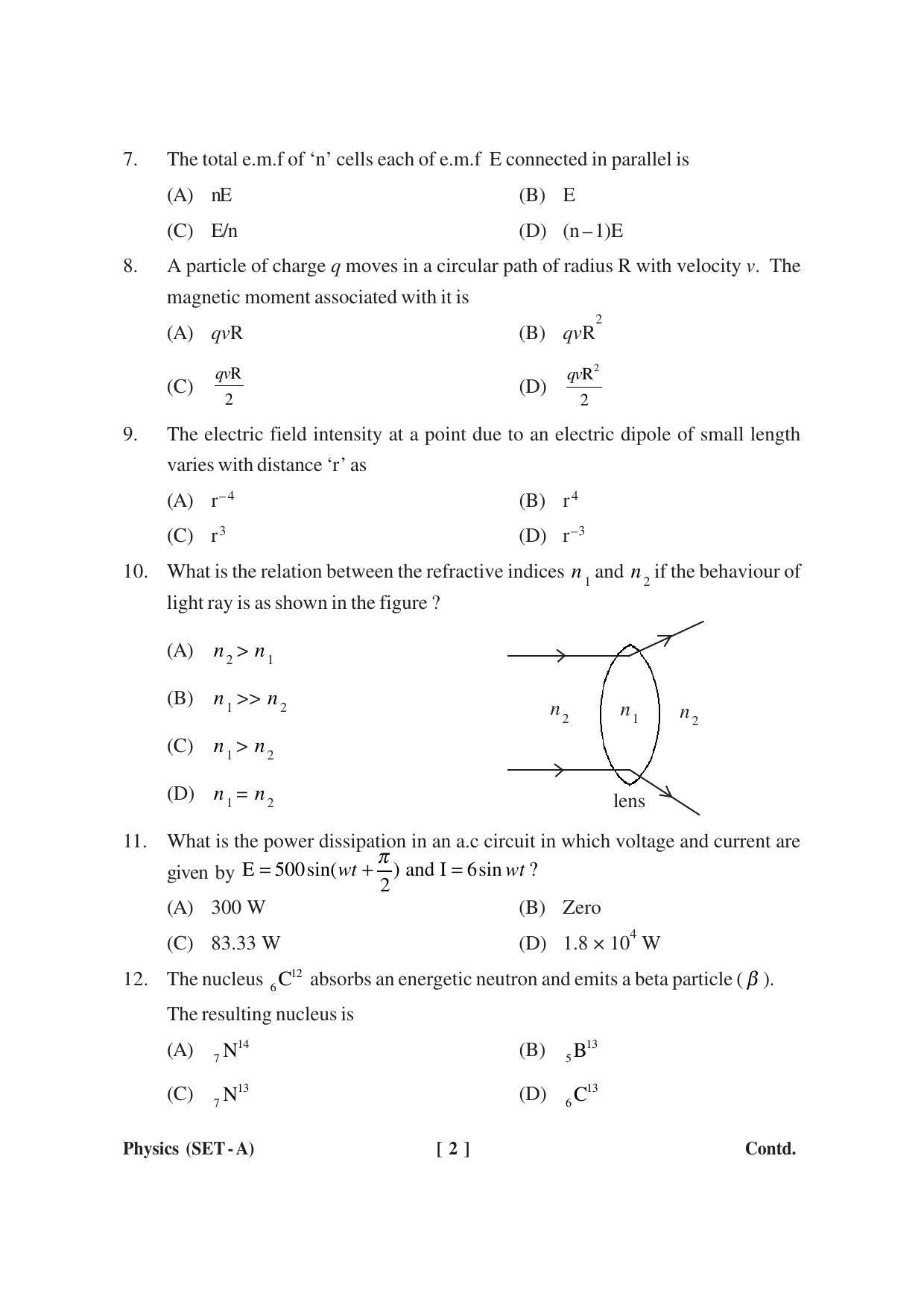 MBSE HSSLC Physics Sample Paper - Page 2