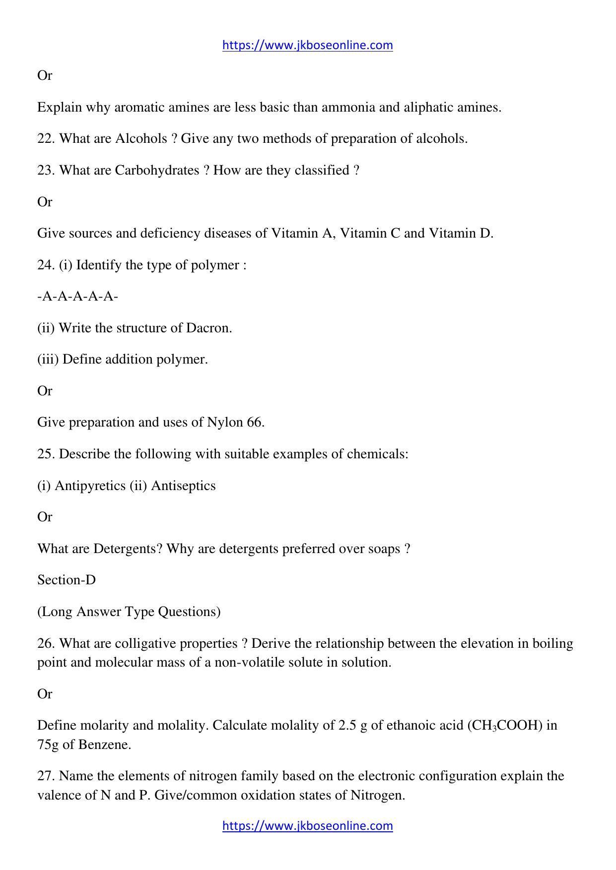 JKBOSE Class 12 Chemistry 2002-A Question Papers 2020 - Page 3