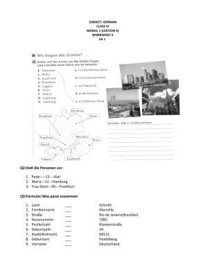 CBSE Worksheets for Class 6 German Assignment 13