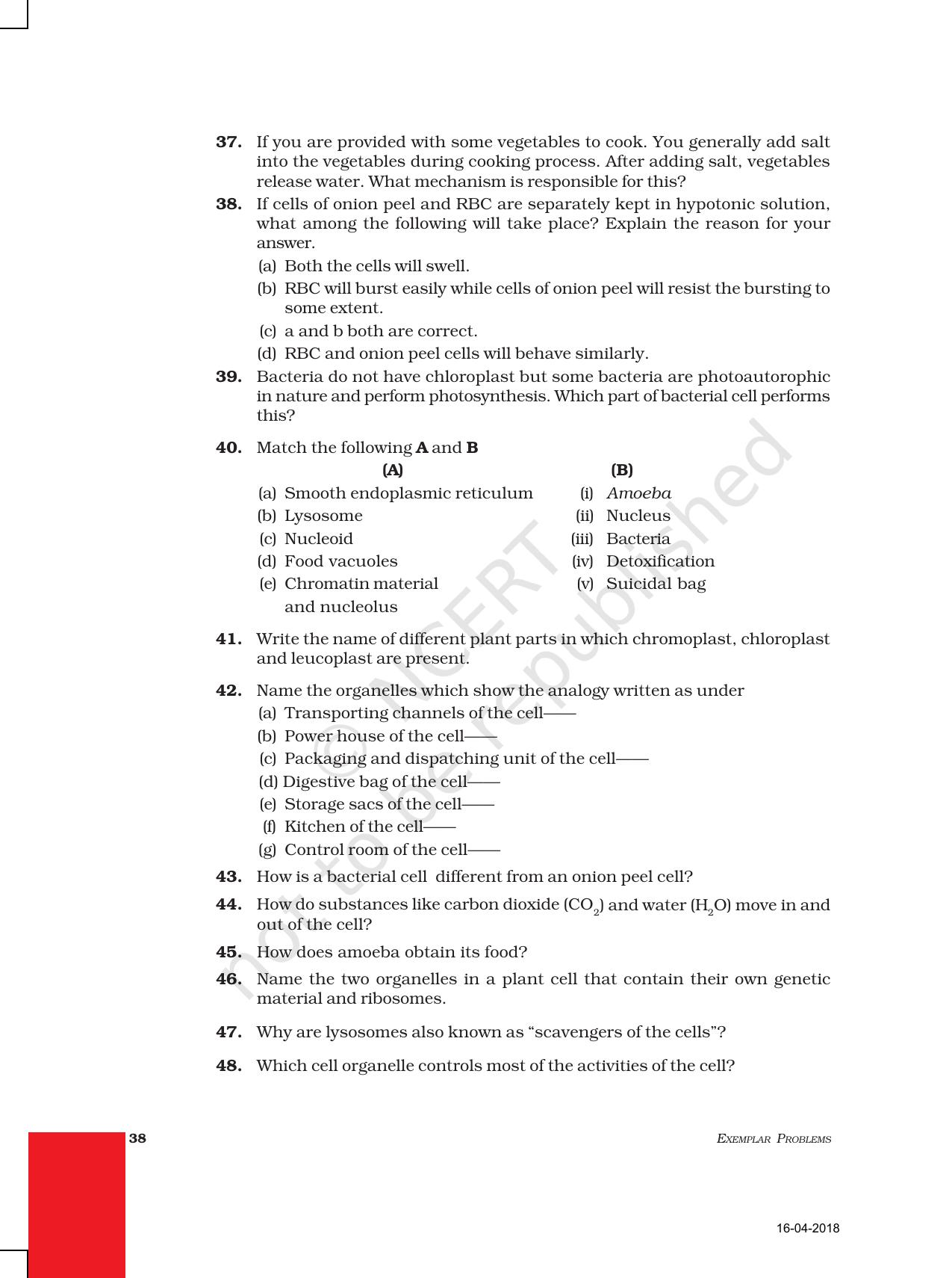 NCERT Exemplar Book for Class 9 Science: Chapter 5 The Fundamental Unit of Life - Page 6