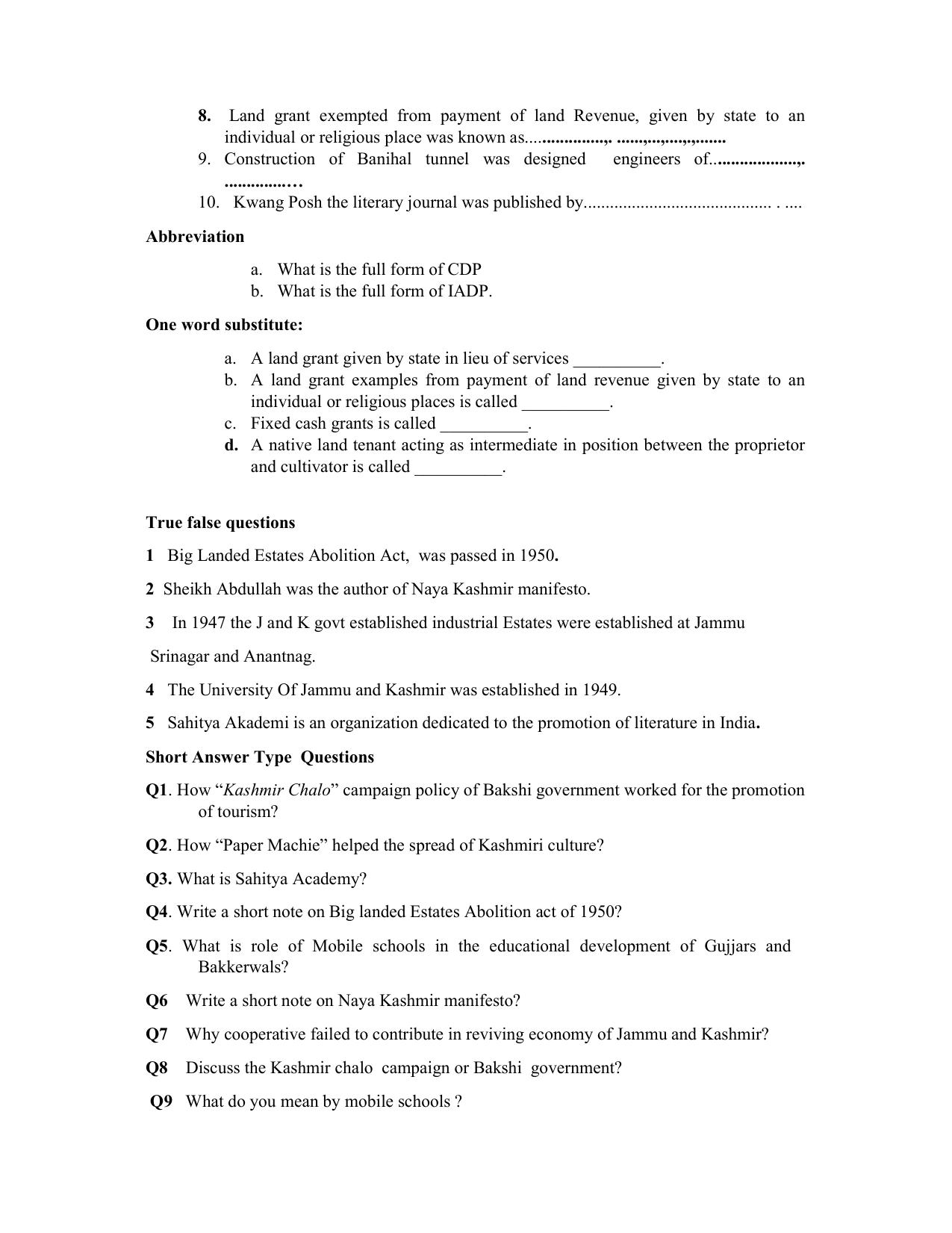 JKBOSE Class 10 Social Science Question Bank - Page 19