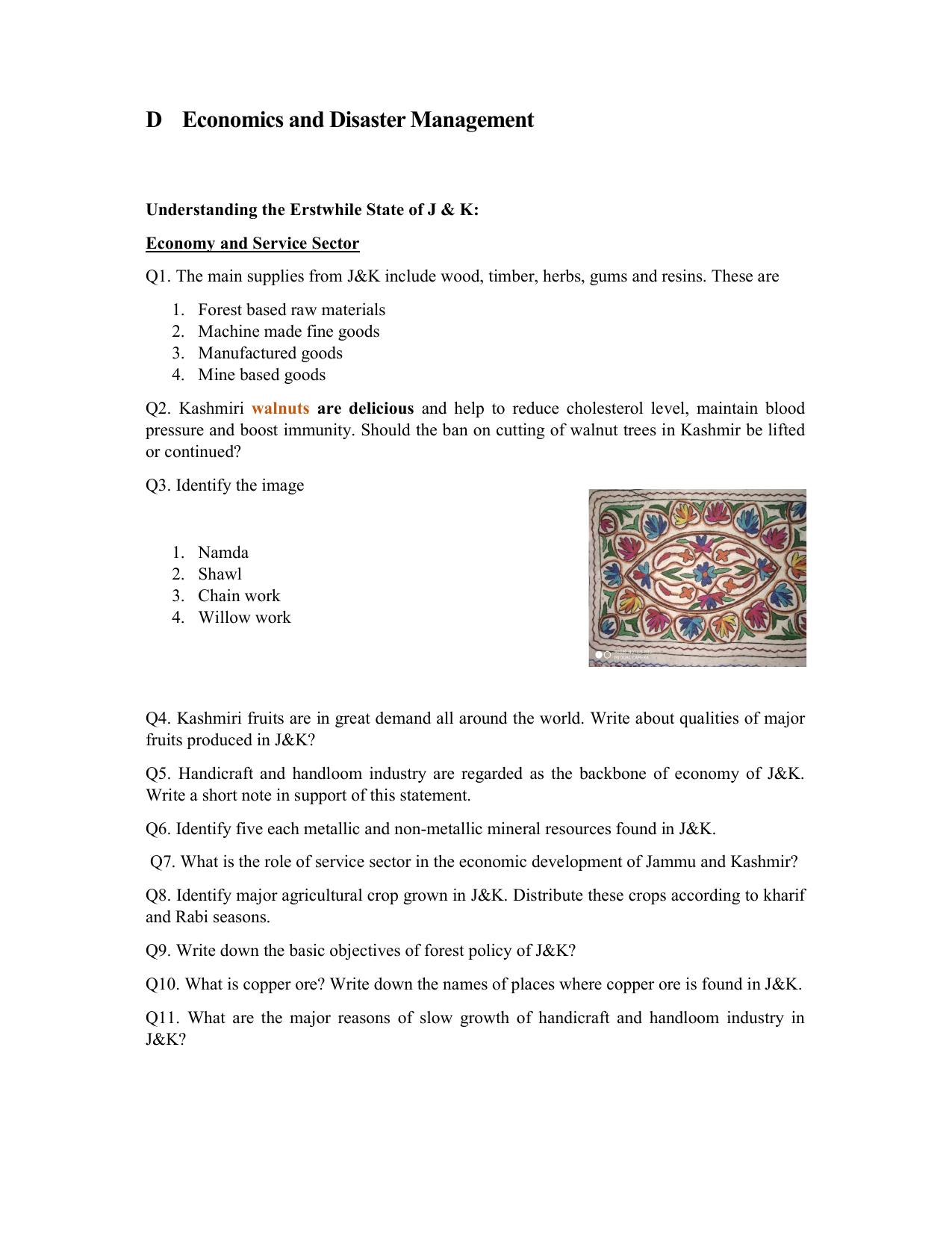 JKBOSE Class 10 Social Science Question Bank - Page 37