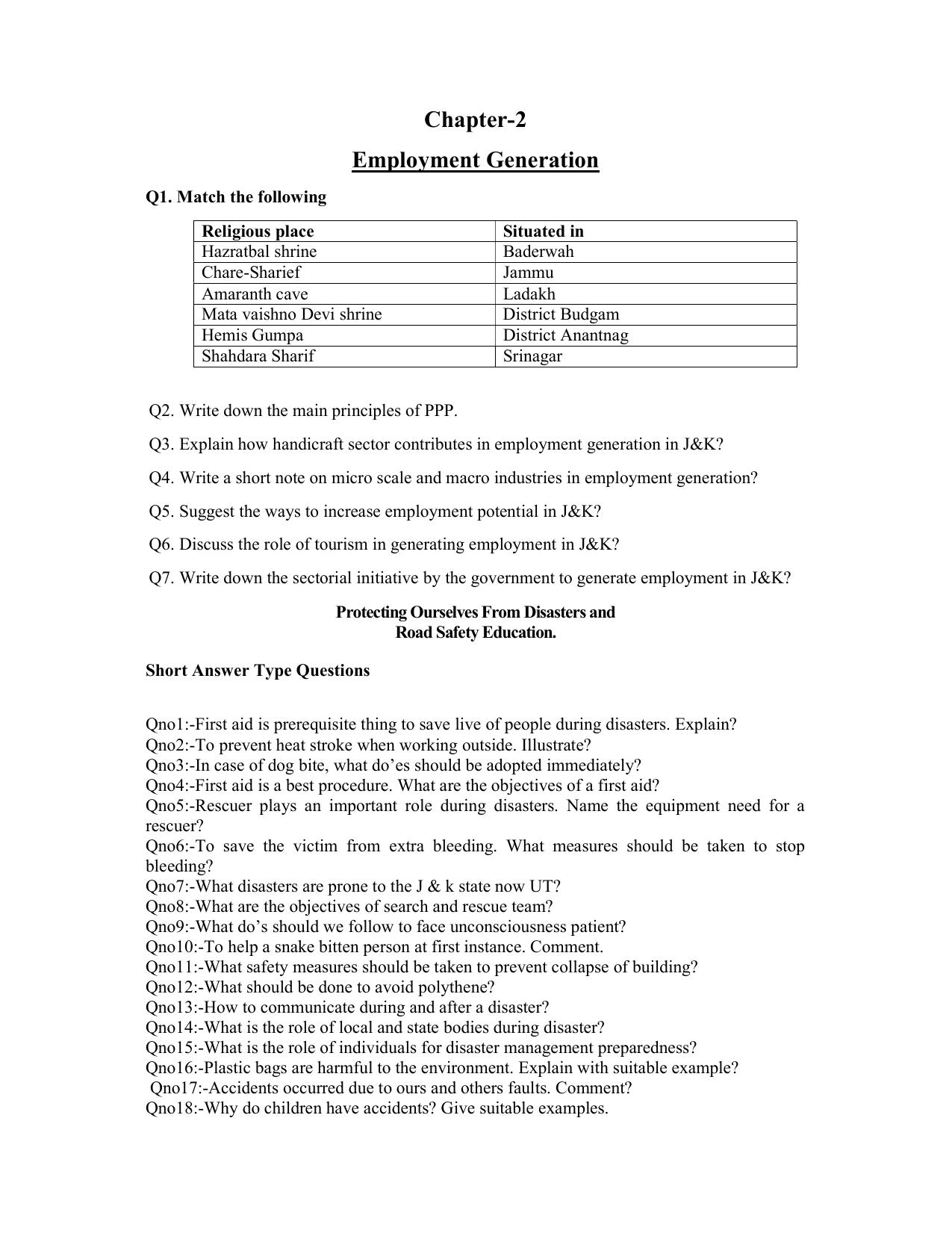 JKBOSE Class 10 Social Science Question Bank - Page 38