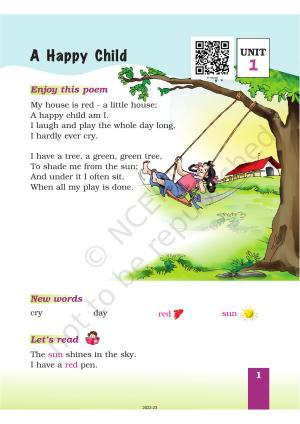 NCERT Book for Class 1 English (Marigold):Unit 1Poem-A Happy Child