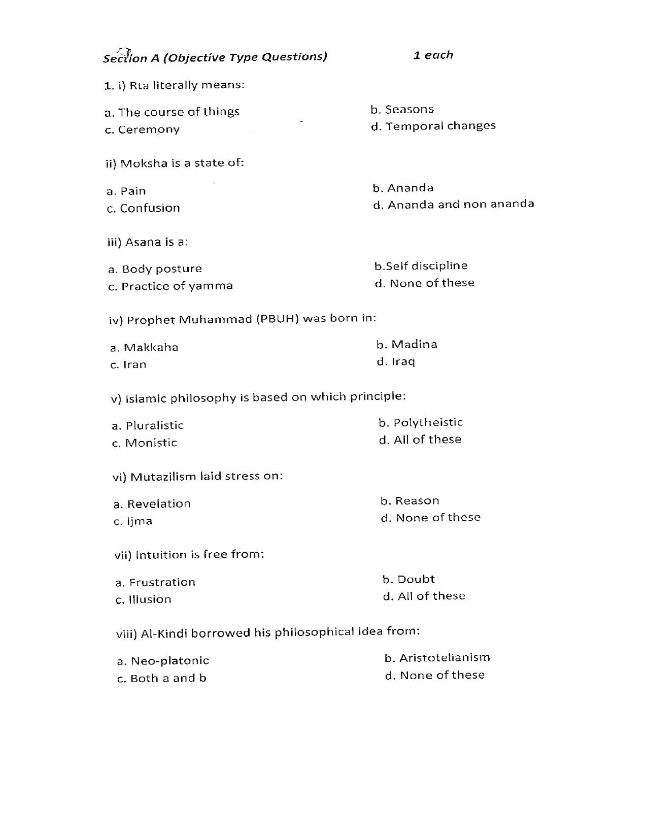 JKBOSE Class 12 Philosphy Model Question Paper - Page 3