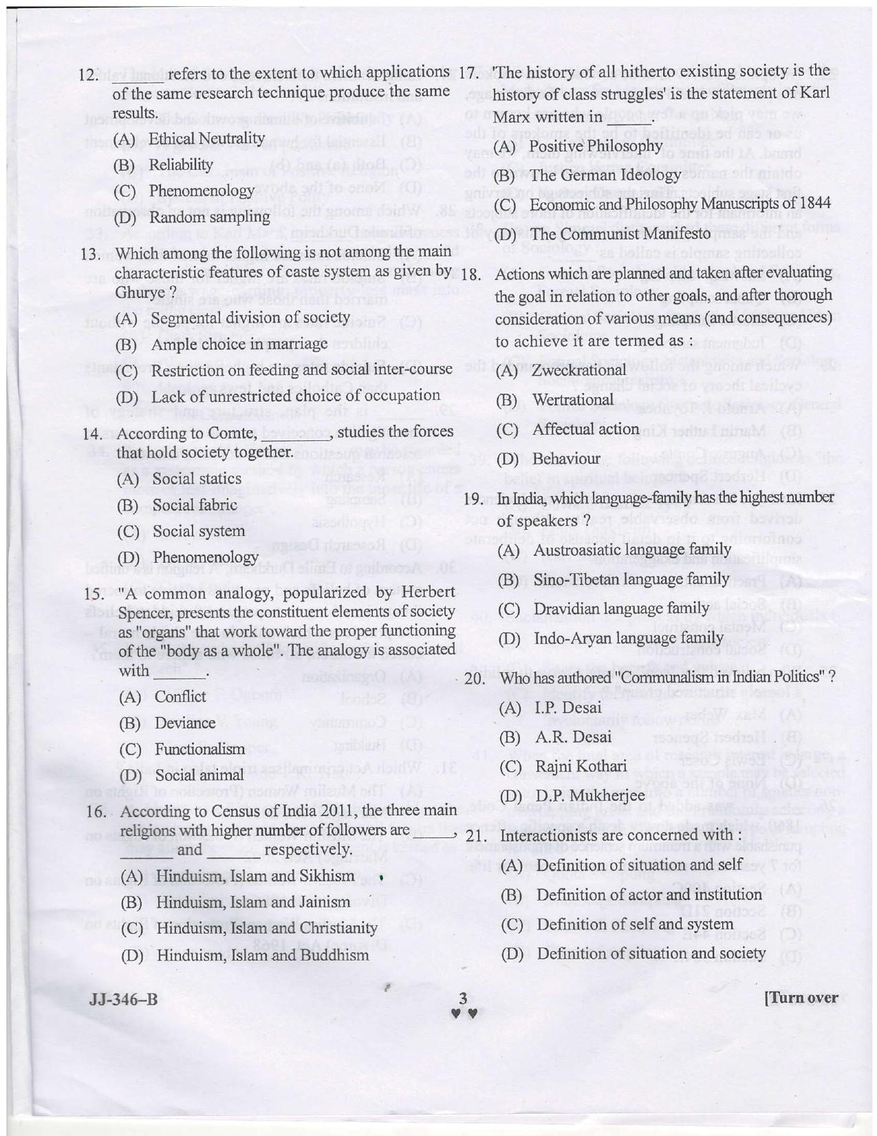 KUET 2023 M.A. Sociology Question Paper - Page 11