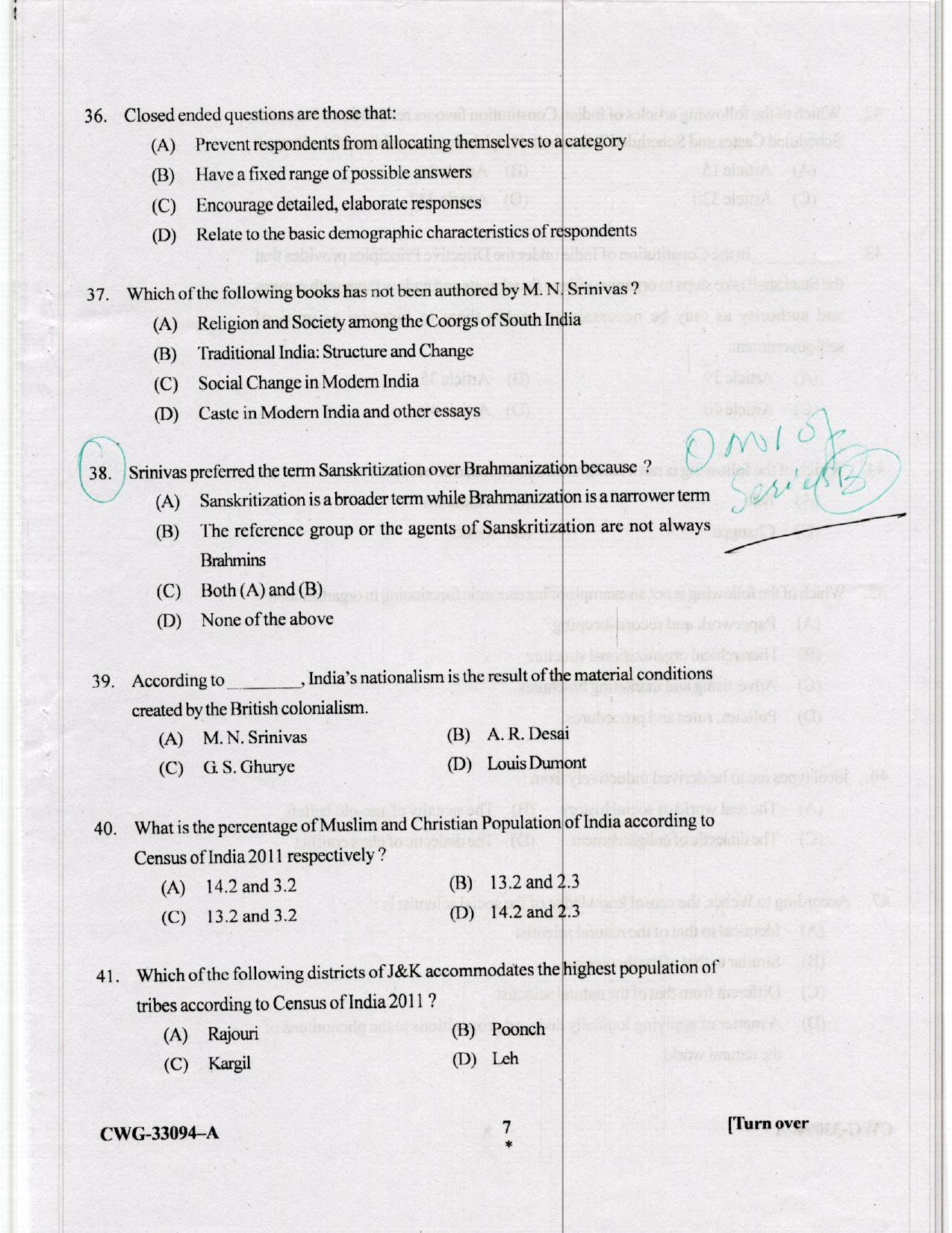 KUET 2023 M.A. Sociology Question Paper - Page 41