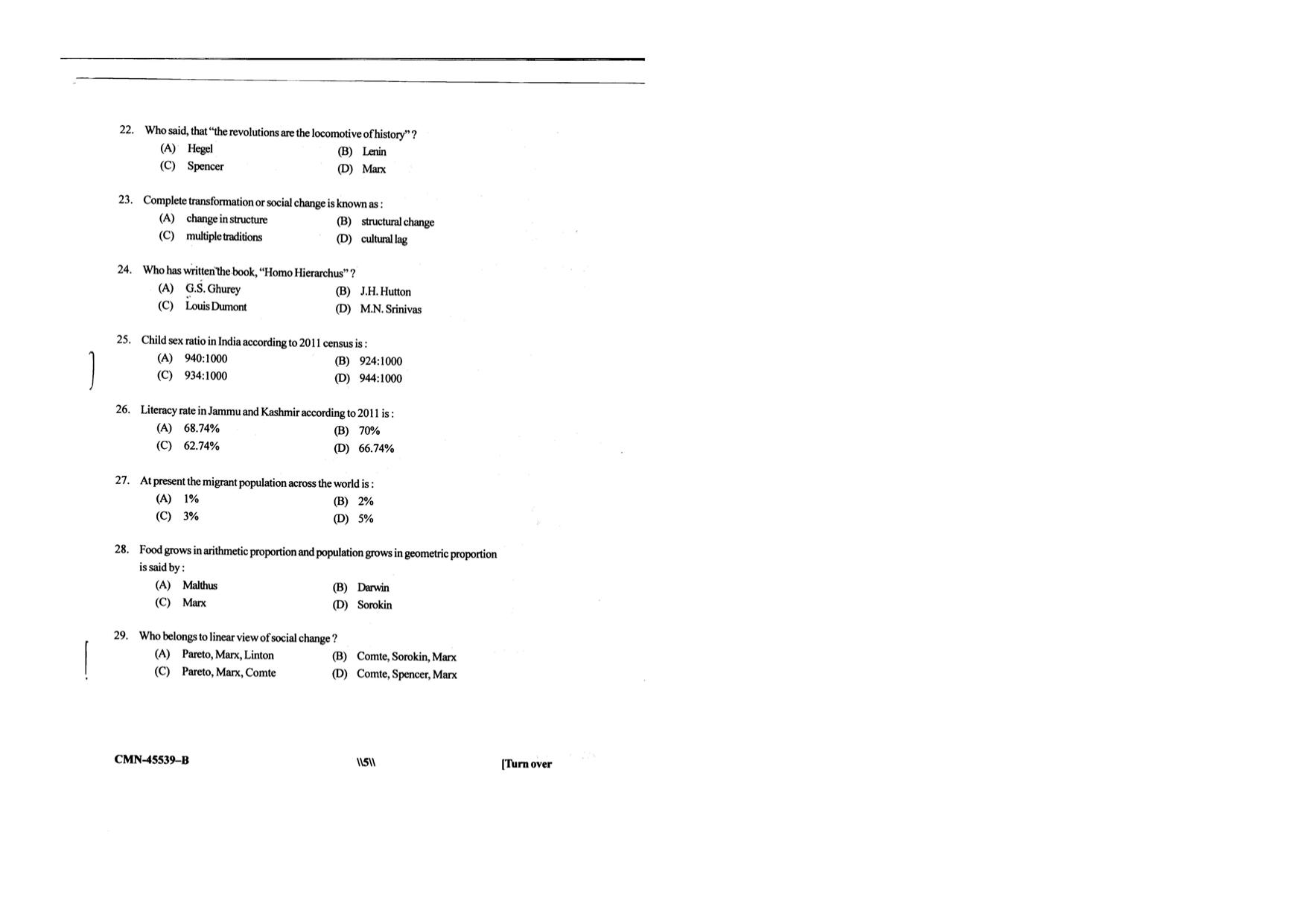 KUET 2023 M.A. Sociology Question Paper - Page 56